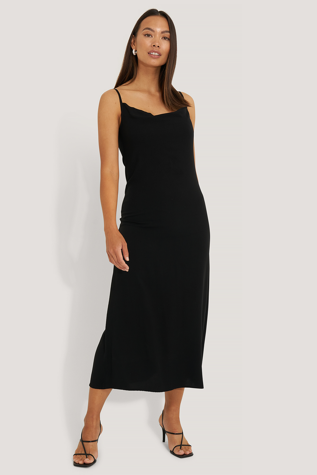Thin Strap Long Dress Black | na-kd.com