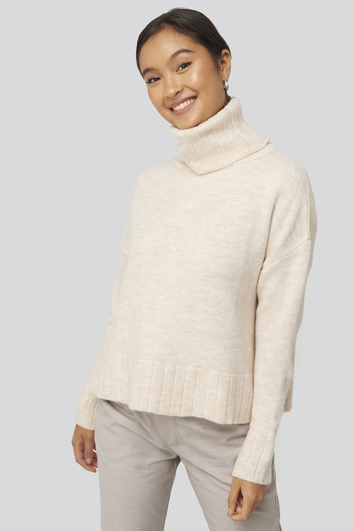 Turtleneck Knitted Sweater Ecru