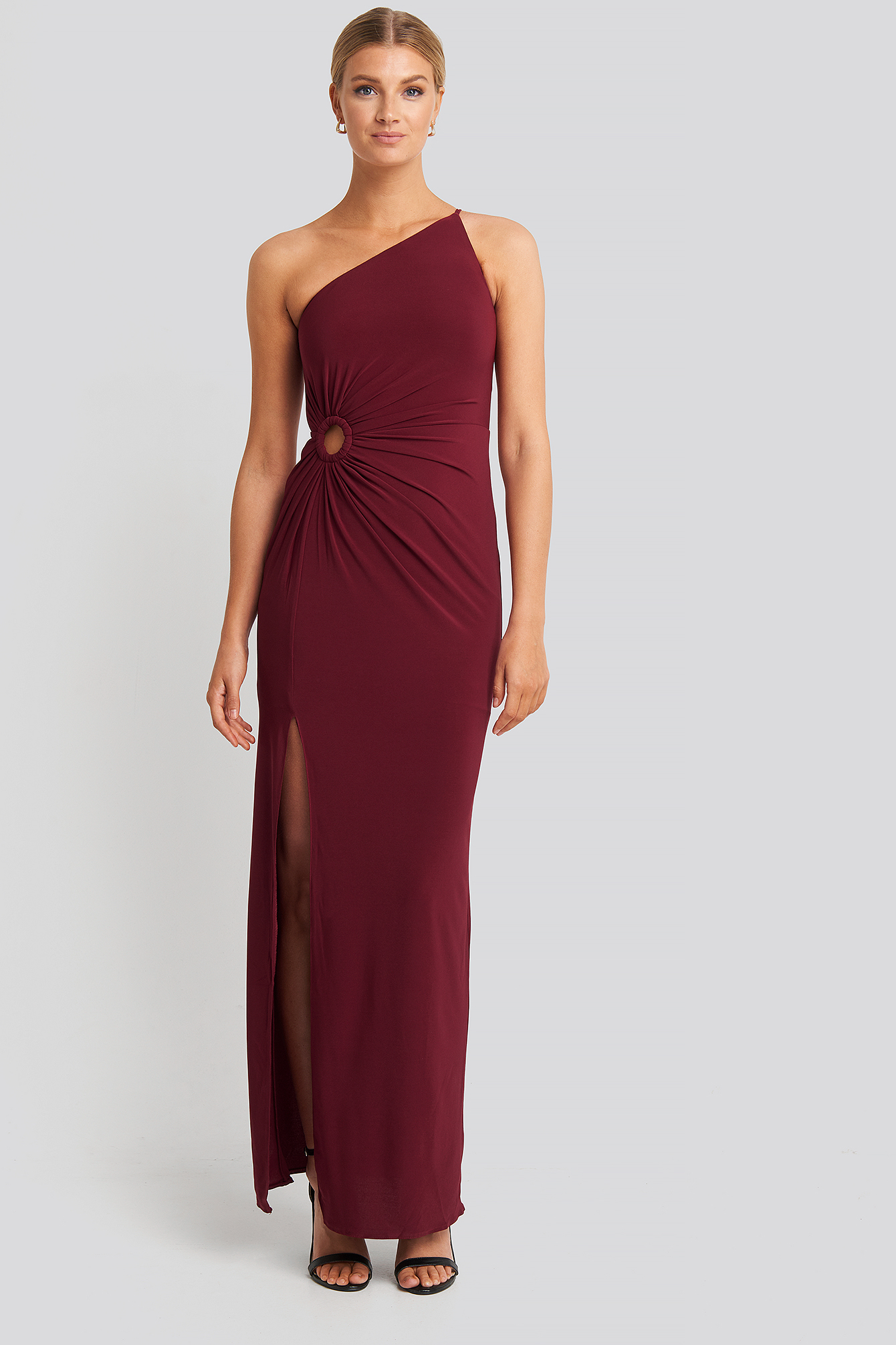Waist Detail Draped Evening Dress Röd