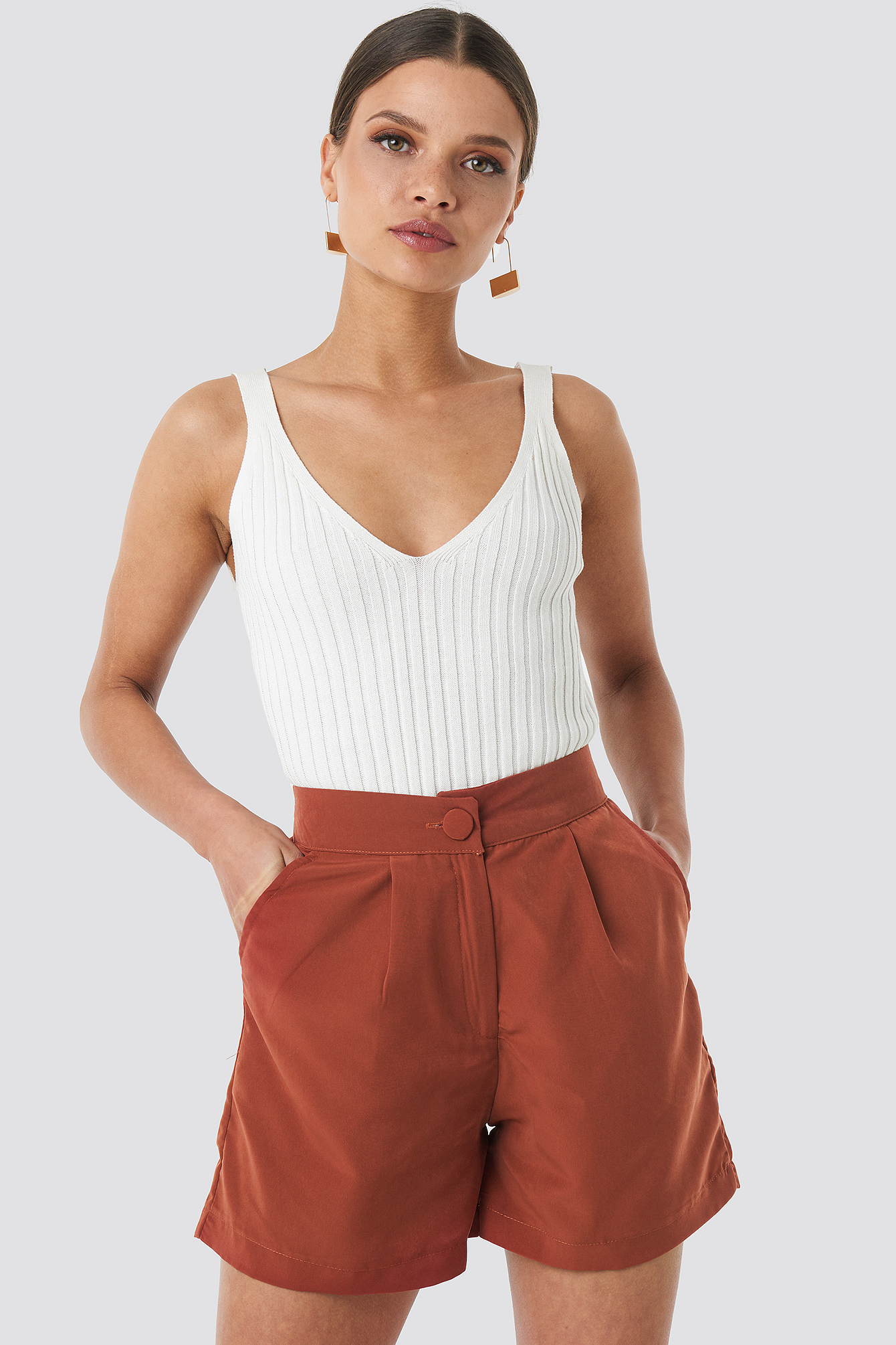 Yol Button Shorts Rød