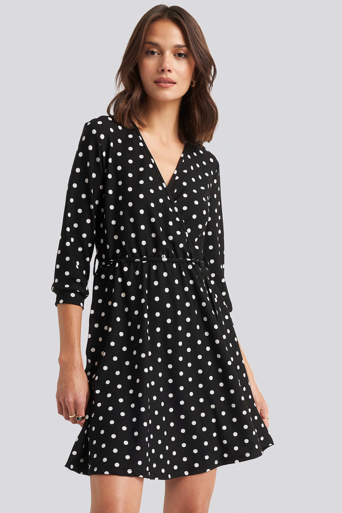 Yol Dotted Mini Dress Black