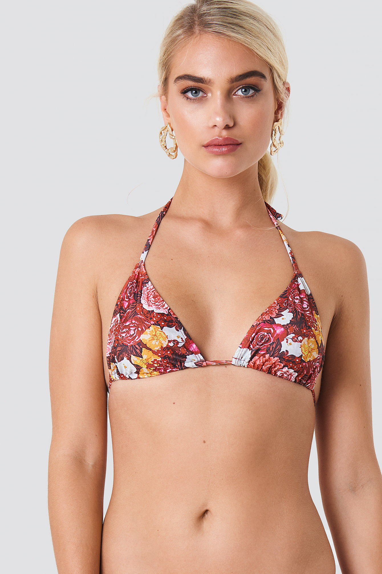Triangle Bikini Top Red Flower