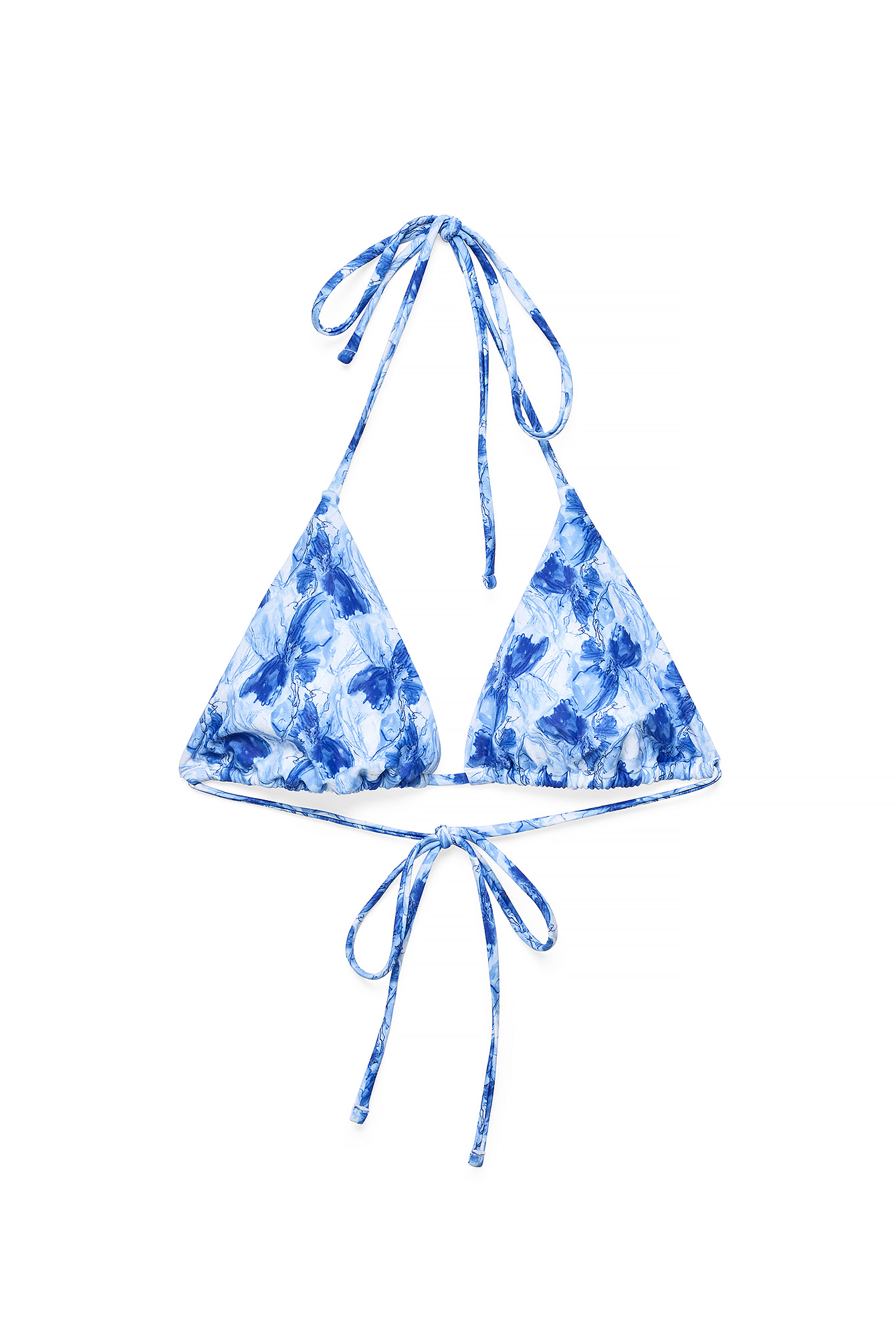 Midnight Blue Pastel Rose Triangle Bikini Top