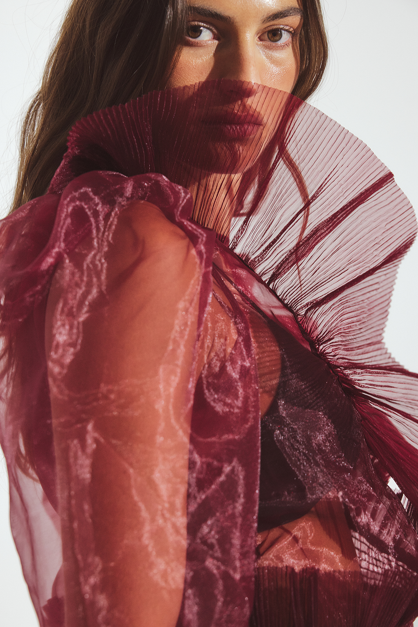 Tulle Blouse - Blouses - Burgundy - EU 32 - NA-KD / NAKD
