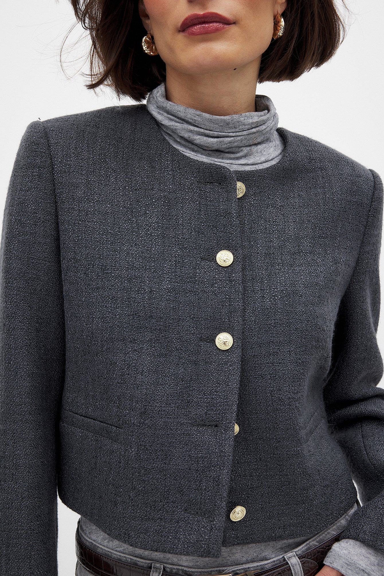 NA-KD Tweed Jacket - Tailored Blazers - Grey - EU 40 - NA-KD / NAKD