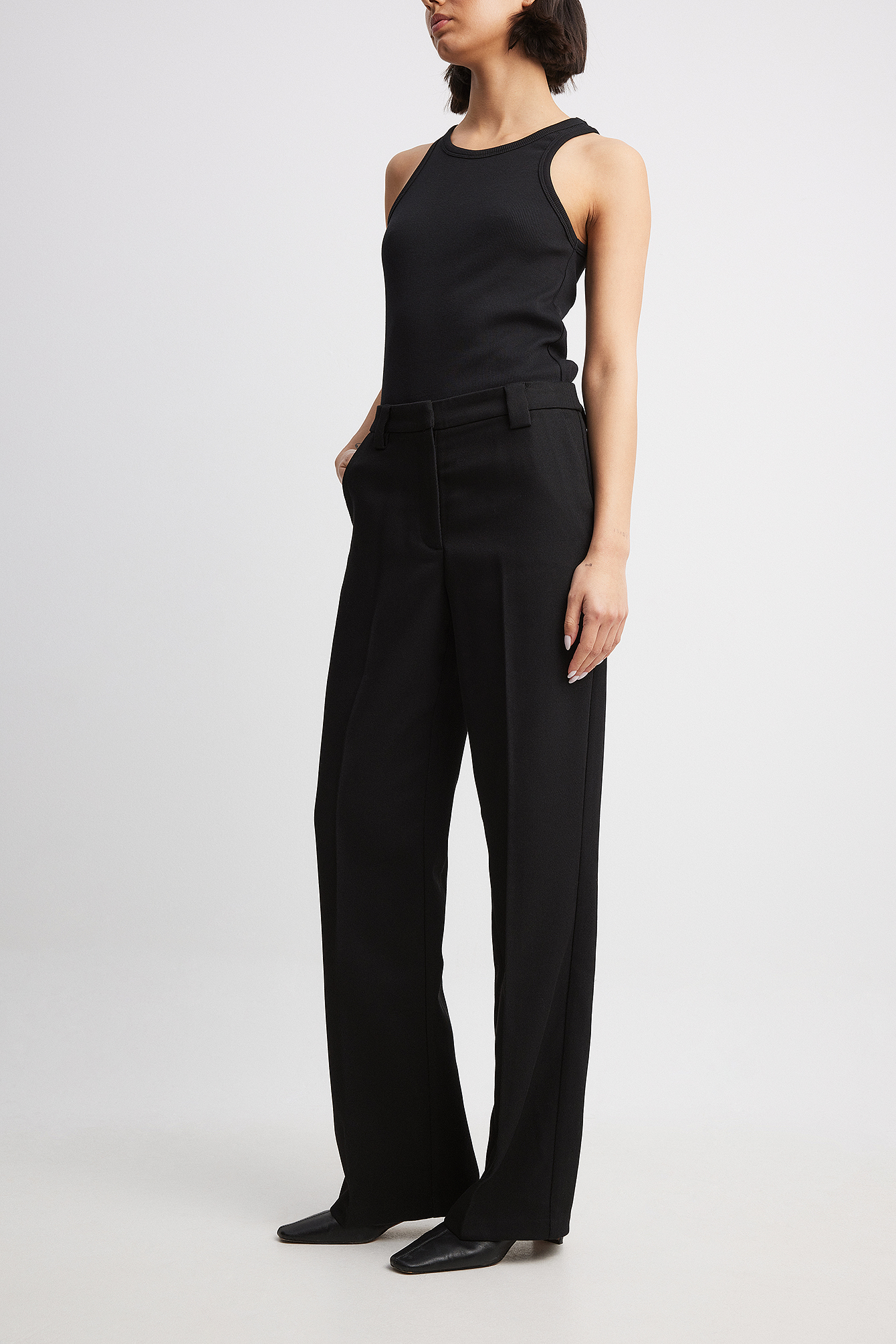 NA-KD ankle-tie cargo trousers in black