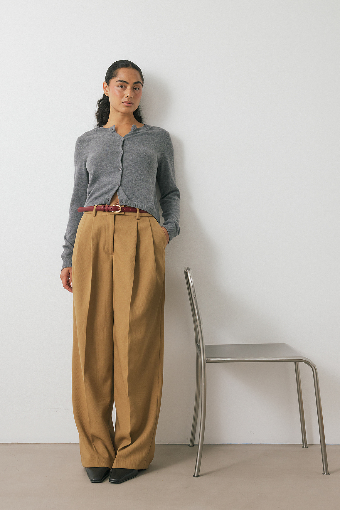 NA-KD Pleated Wide Leg Suit Pants - Work Trousers - Beige - EU 32 - NA-KD / NAKD