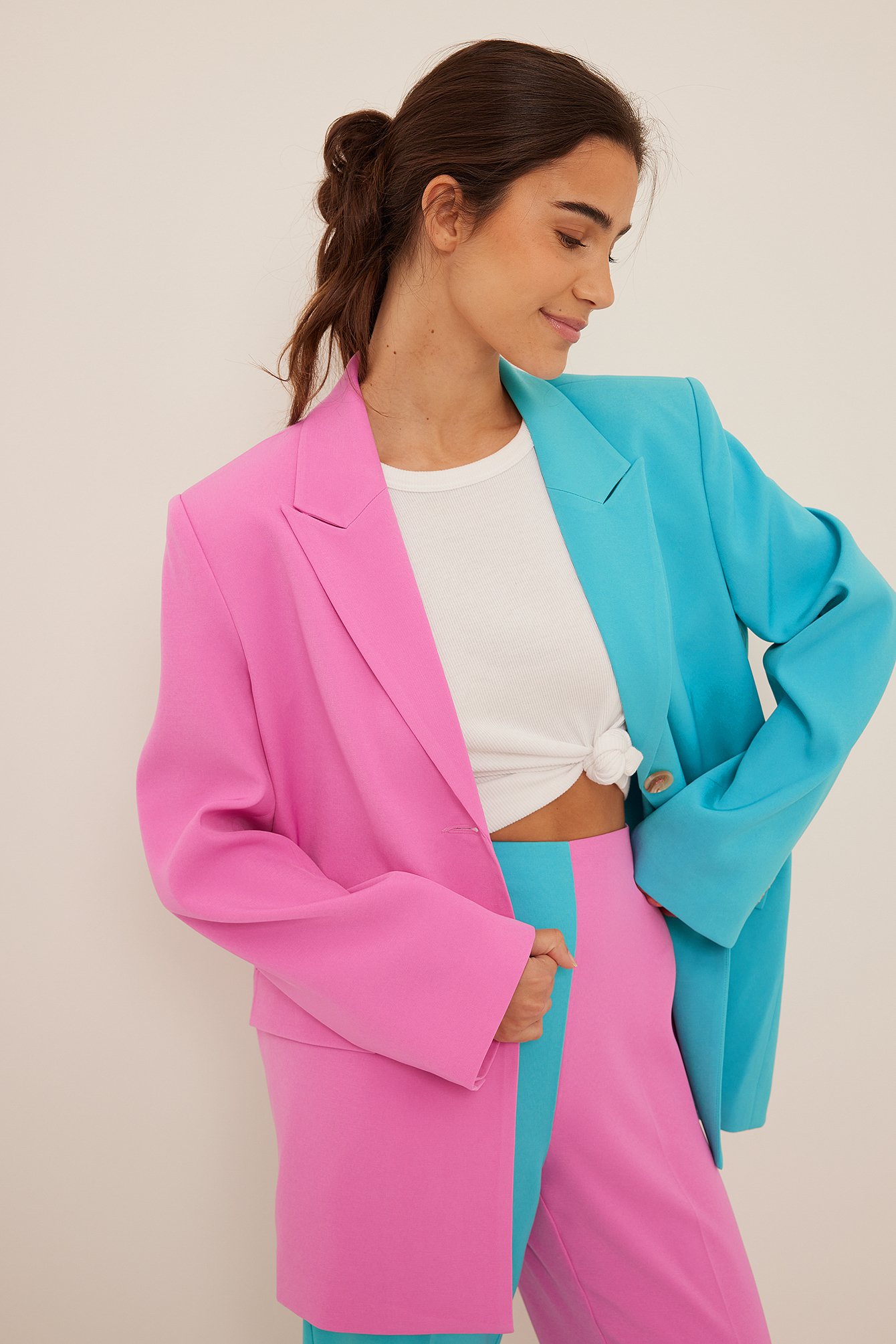 Colorblock Two Colored Oversized Blazer