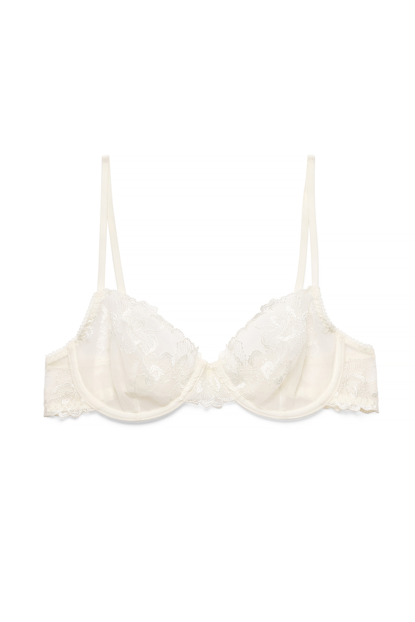 White Underwired Flower Lace Bra