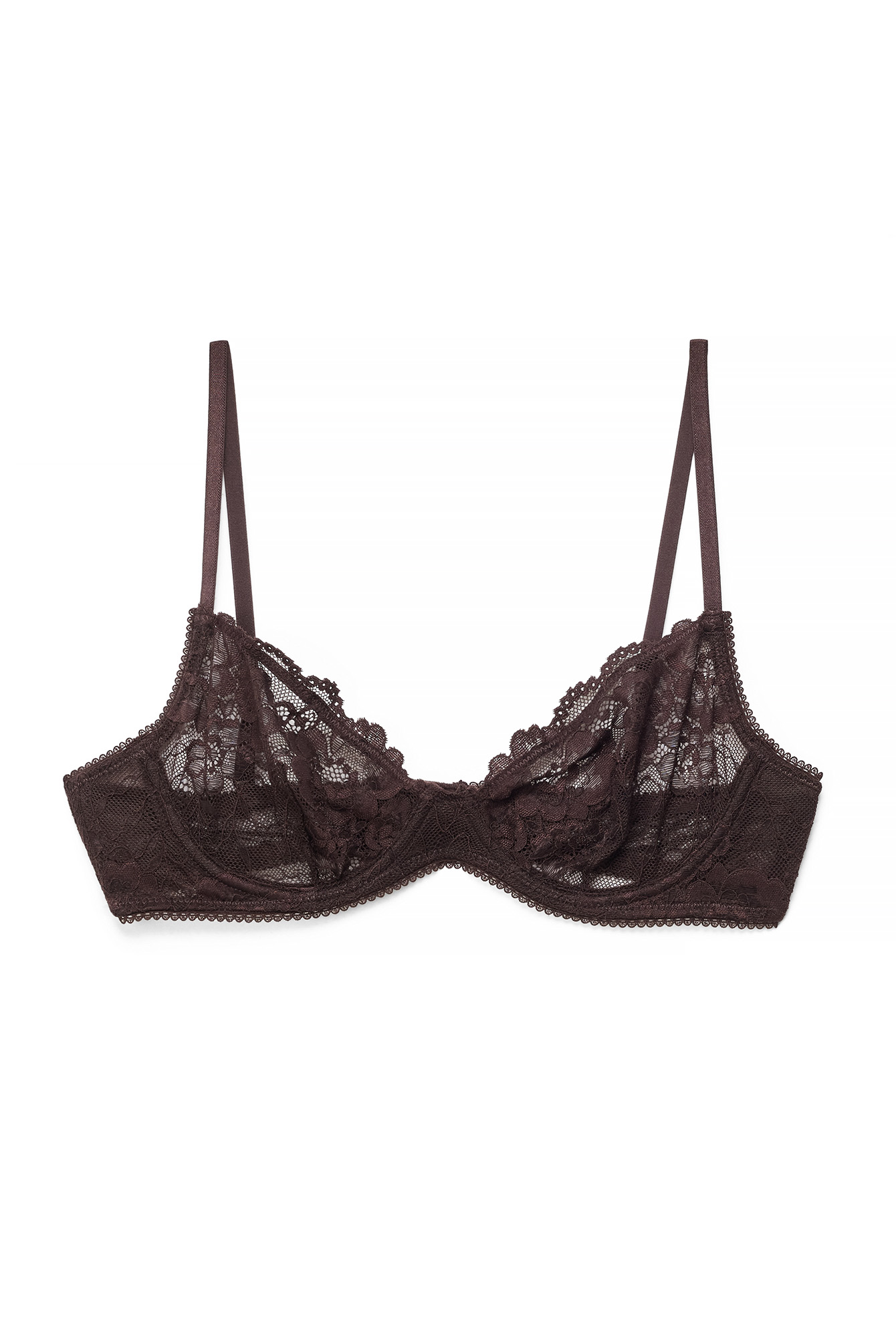 Dark Brown Underwired Lace Bra