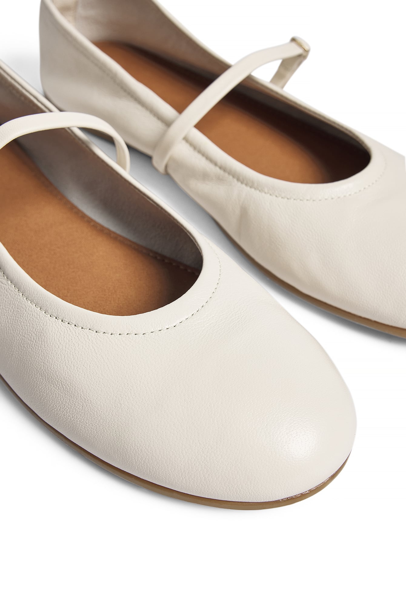 Premium Selection Unlined Leather Ballerina - Flats - Offwhite - EU 40 - NA-KD / NAKD