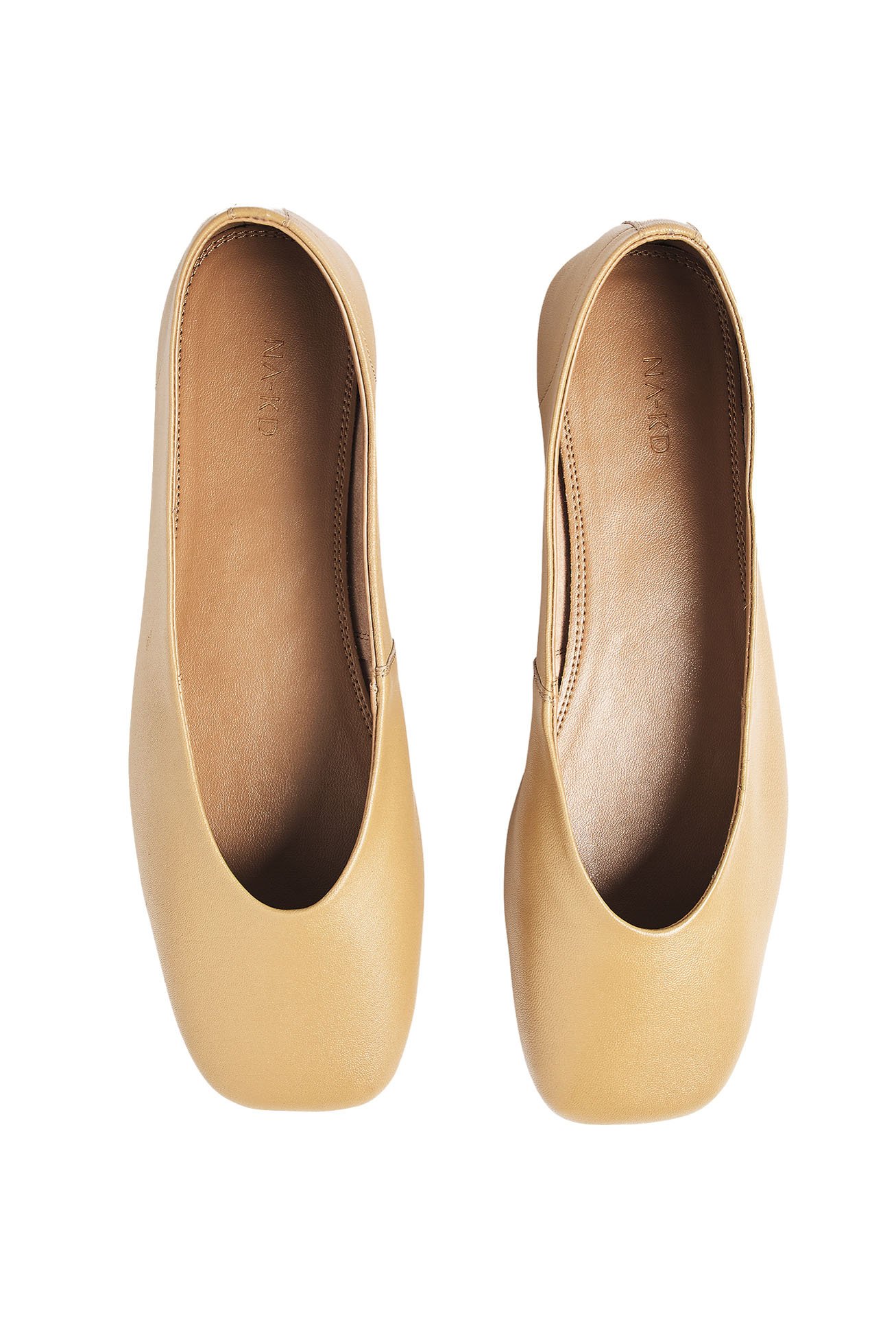 NA-KD Unlined Leather Ballerinas - Flats - Beige - EU 37 - NA-KD / NAKD