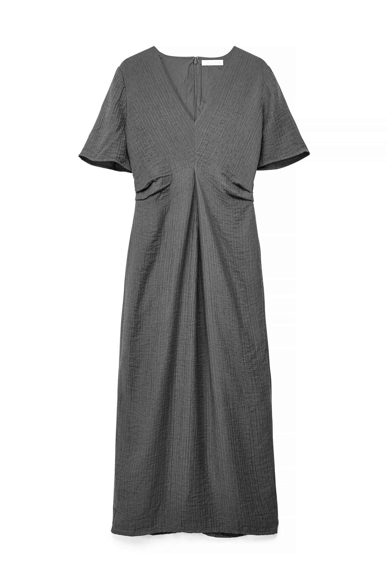 Charcoal V-neck Short Sleeve Maxi Dress