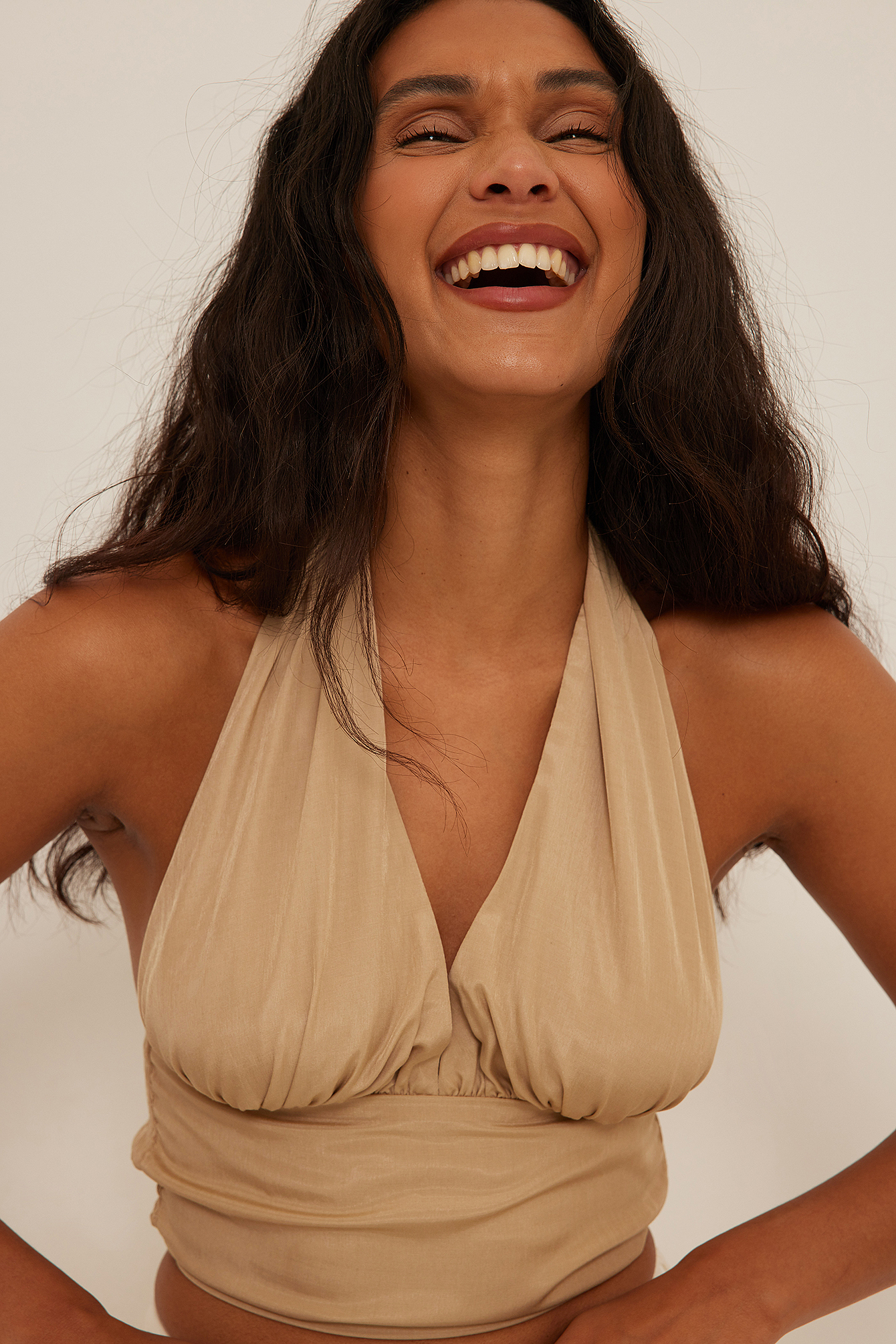 V-neck tie back top