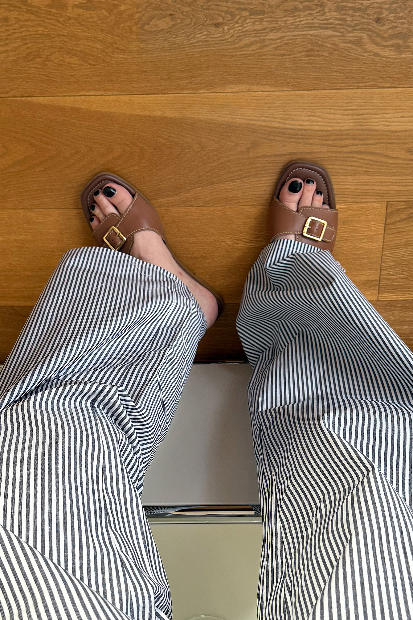 Leather Buckle Slippers