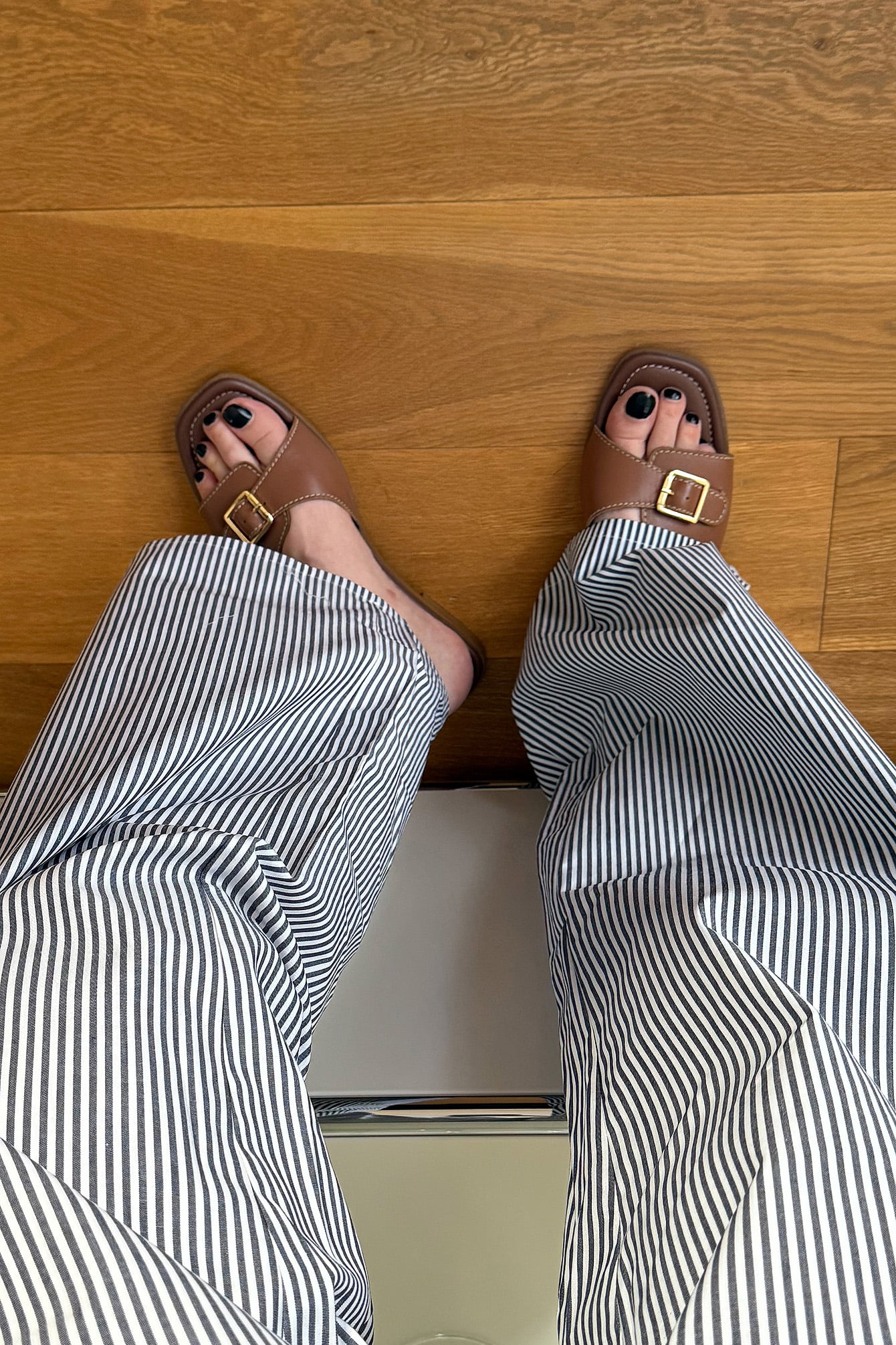 Leather Buckle Slippers