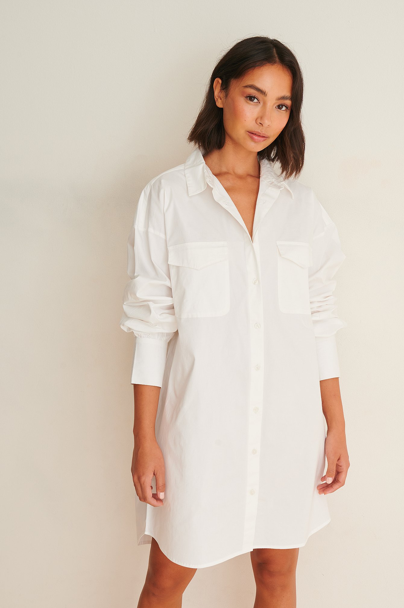 White Oversize skjortekjole