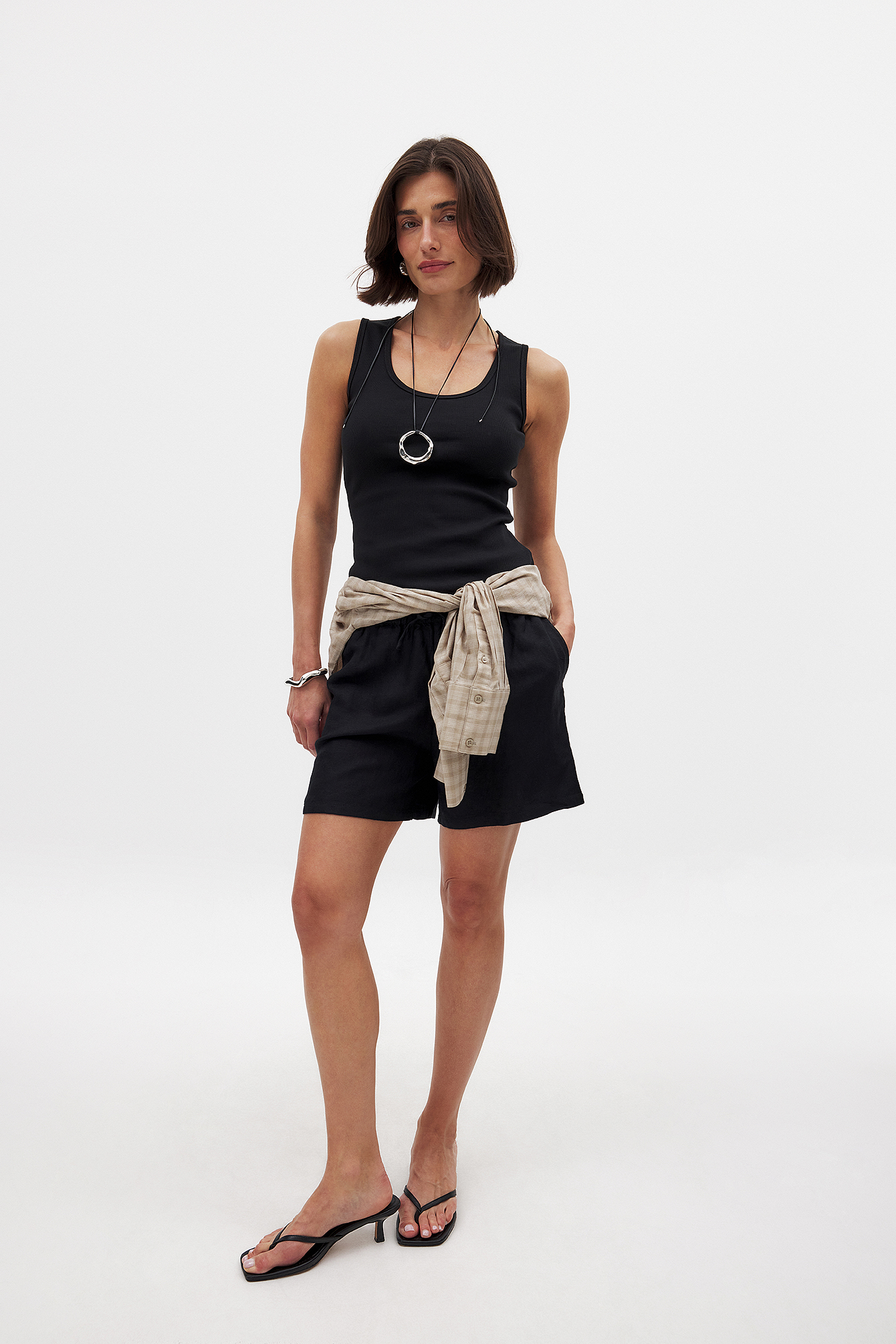 NA-KD Short large à taille mi-haute en viscose mélangée - Ensembles d'été - Noir - EU 34 - NA-KD / NAKD