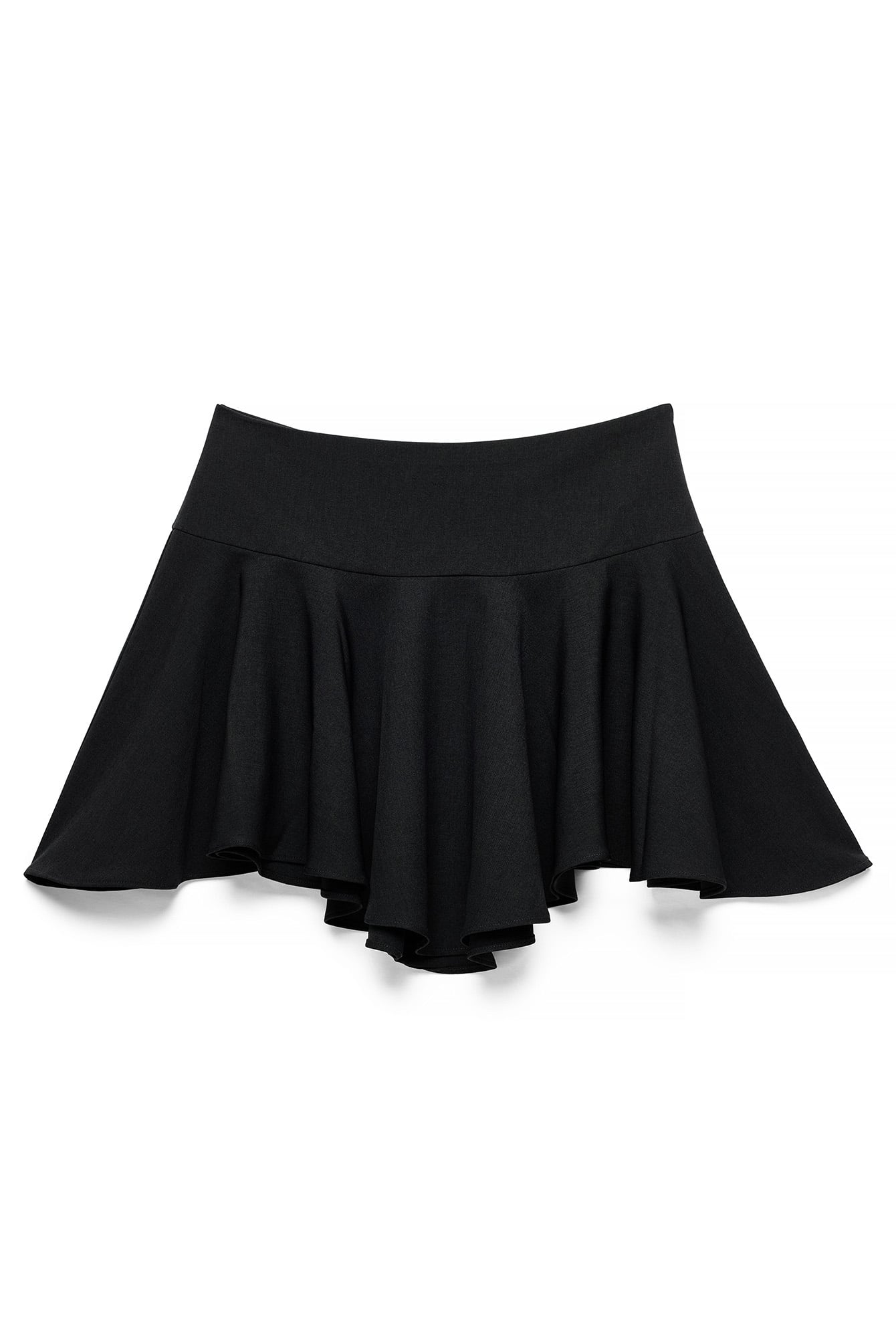 Black Volume Gathered Mini Skirt
