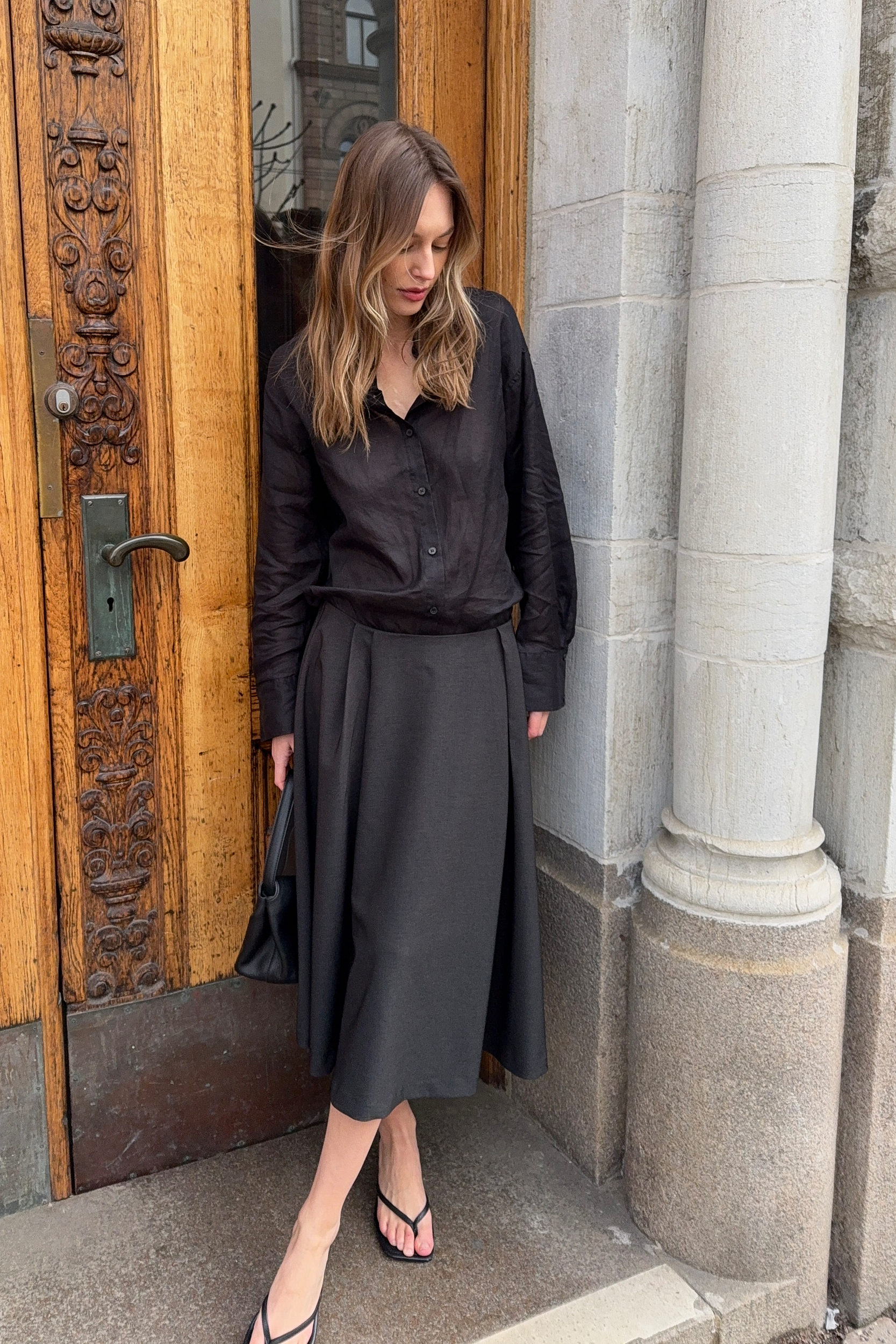 Volume Tailored Midi Skirt - Pleated Skirts - Black - EU 38 - NA-KD / NAKD