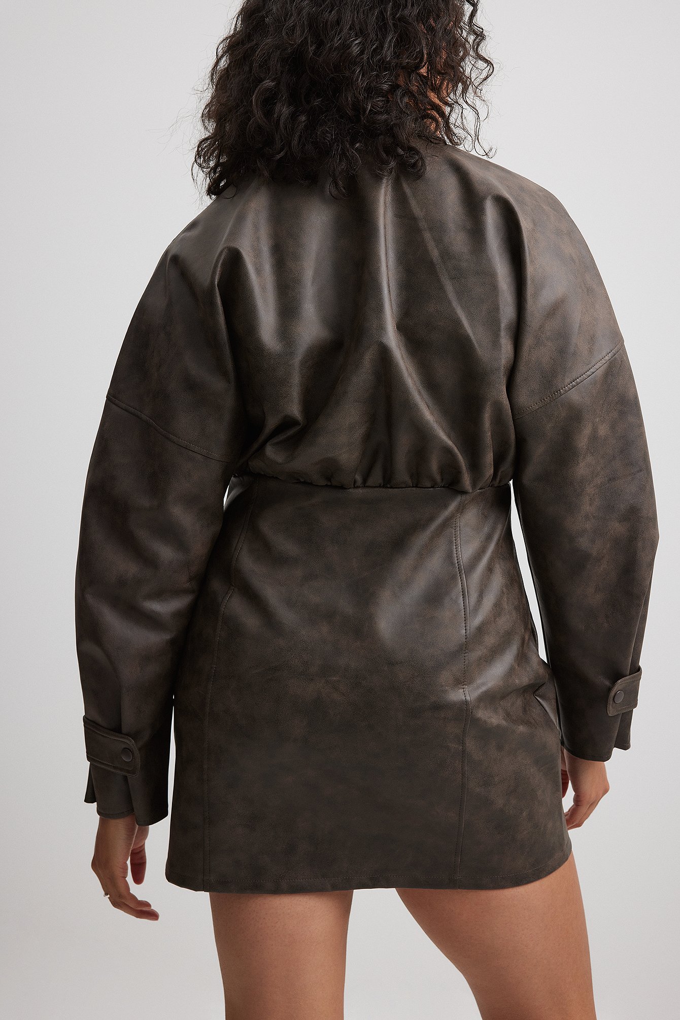 nakd leather dress NA-KD Vegan Leather Mini Dress - Black