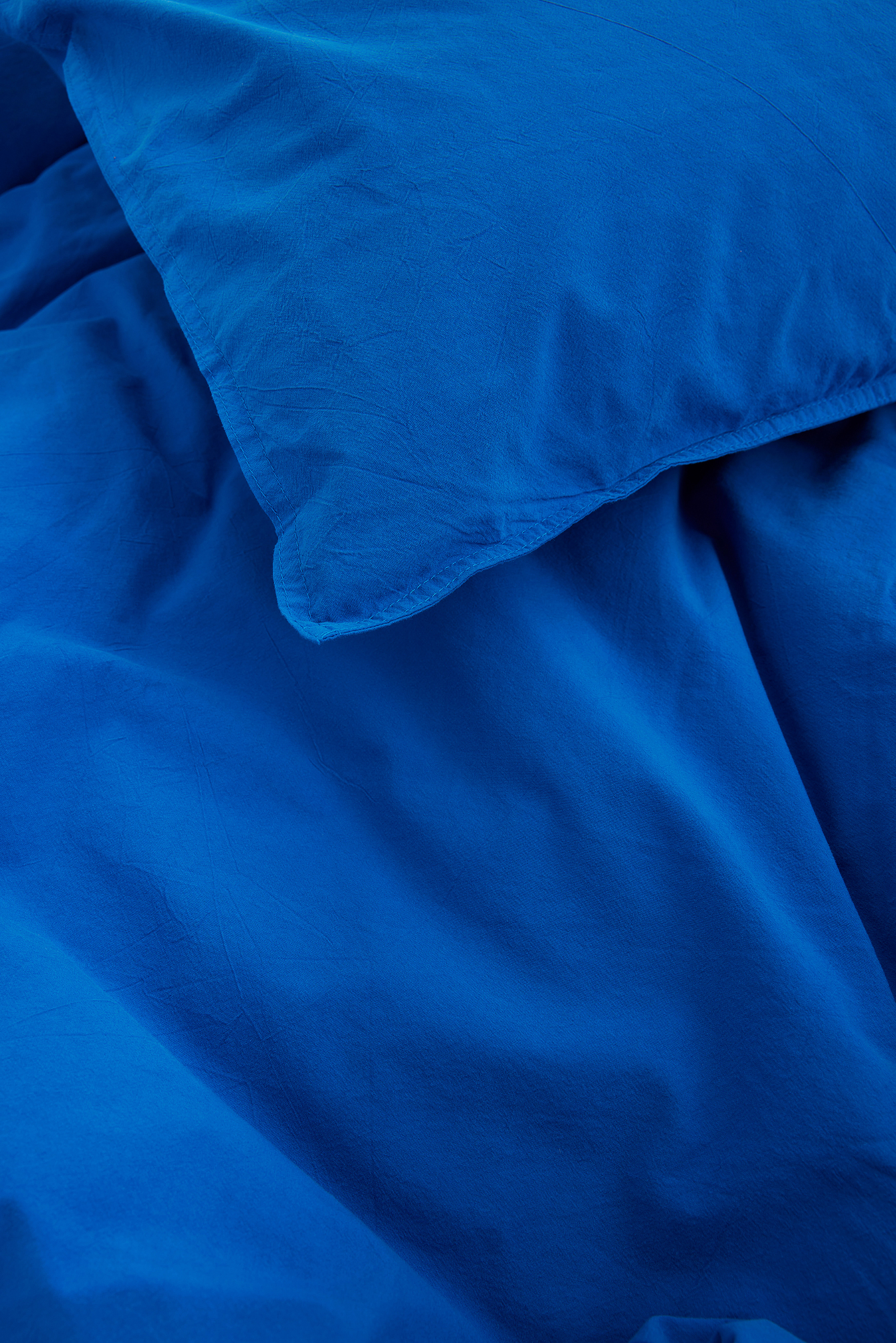 Washed Organic Cotton Bedding Set Single Blue