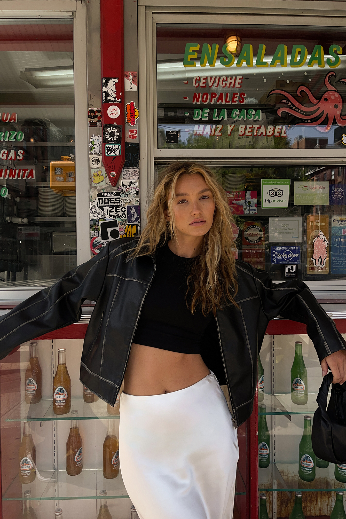 Washed PU Detail Jacket