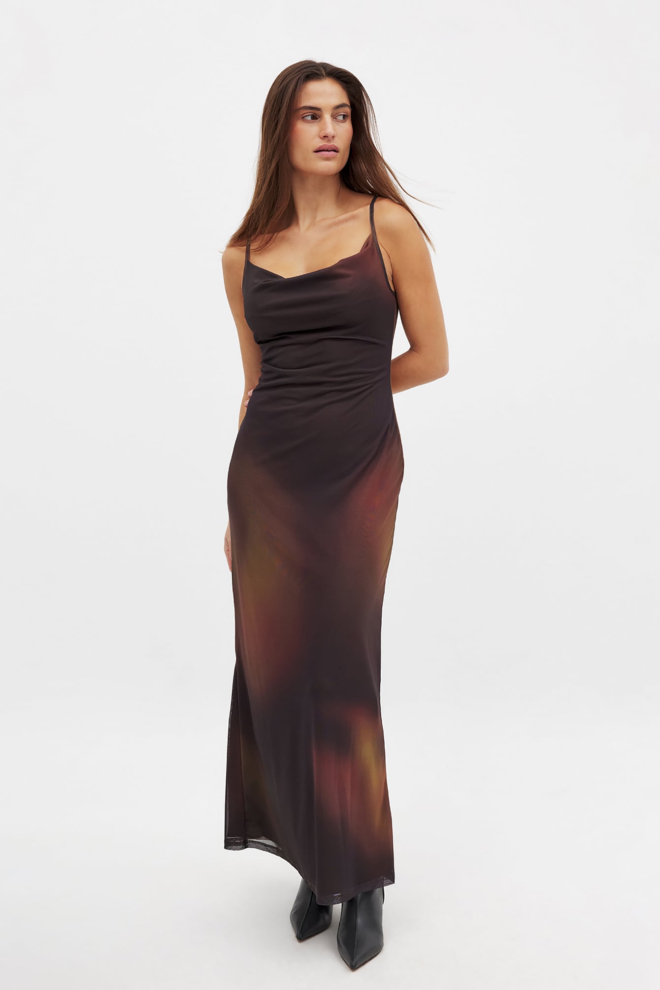 NA-KD Maxikleid aus Mesh mit Wasserfallausschnitt - Maxikleider - - XS (EU 32) - NA-KD / NAKD