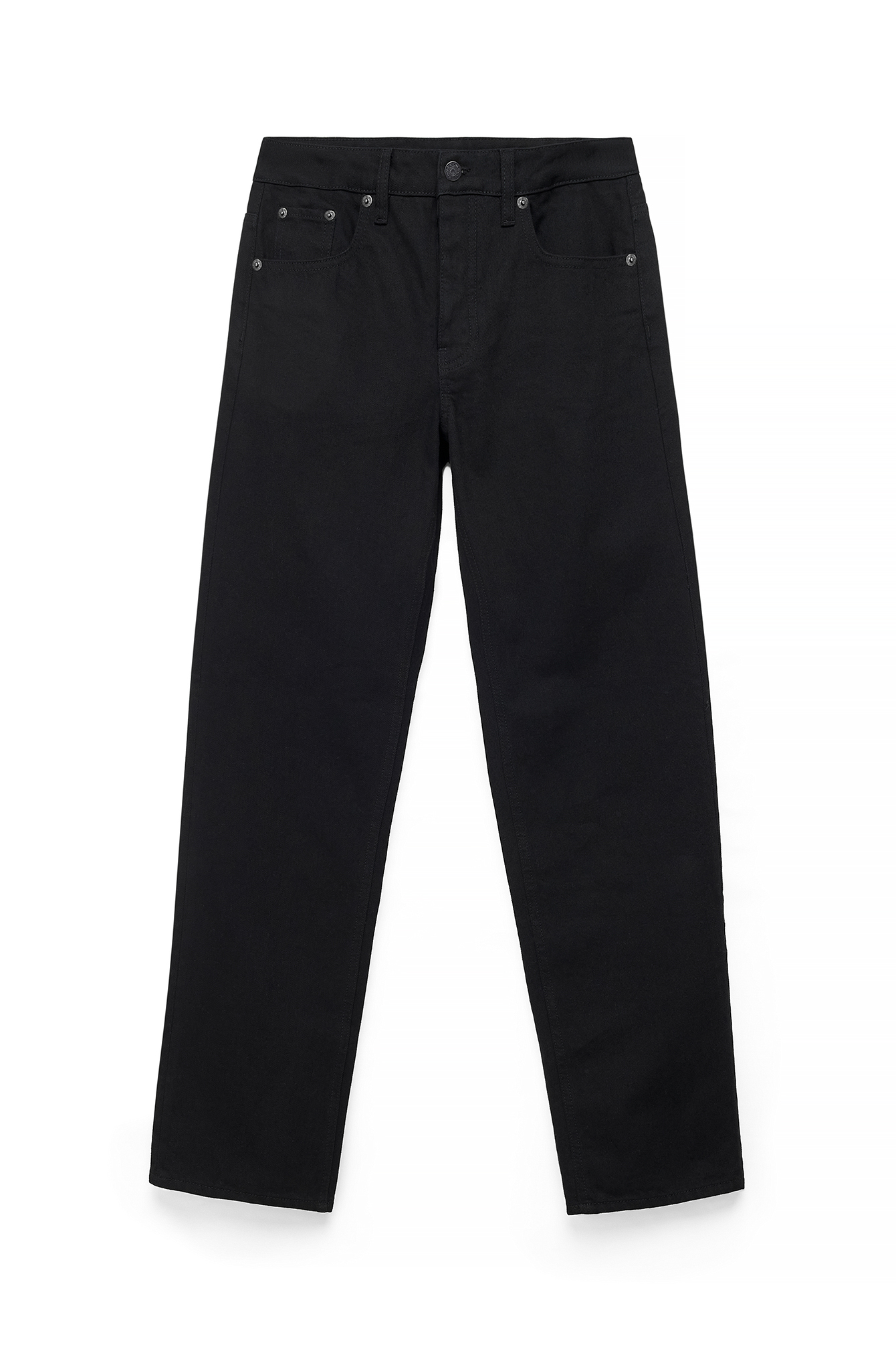 Black Way Mid Waist Straight Jeans