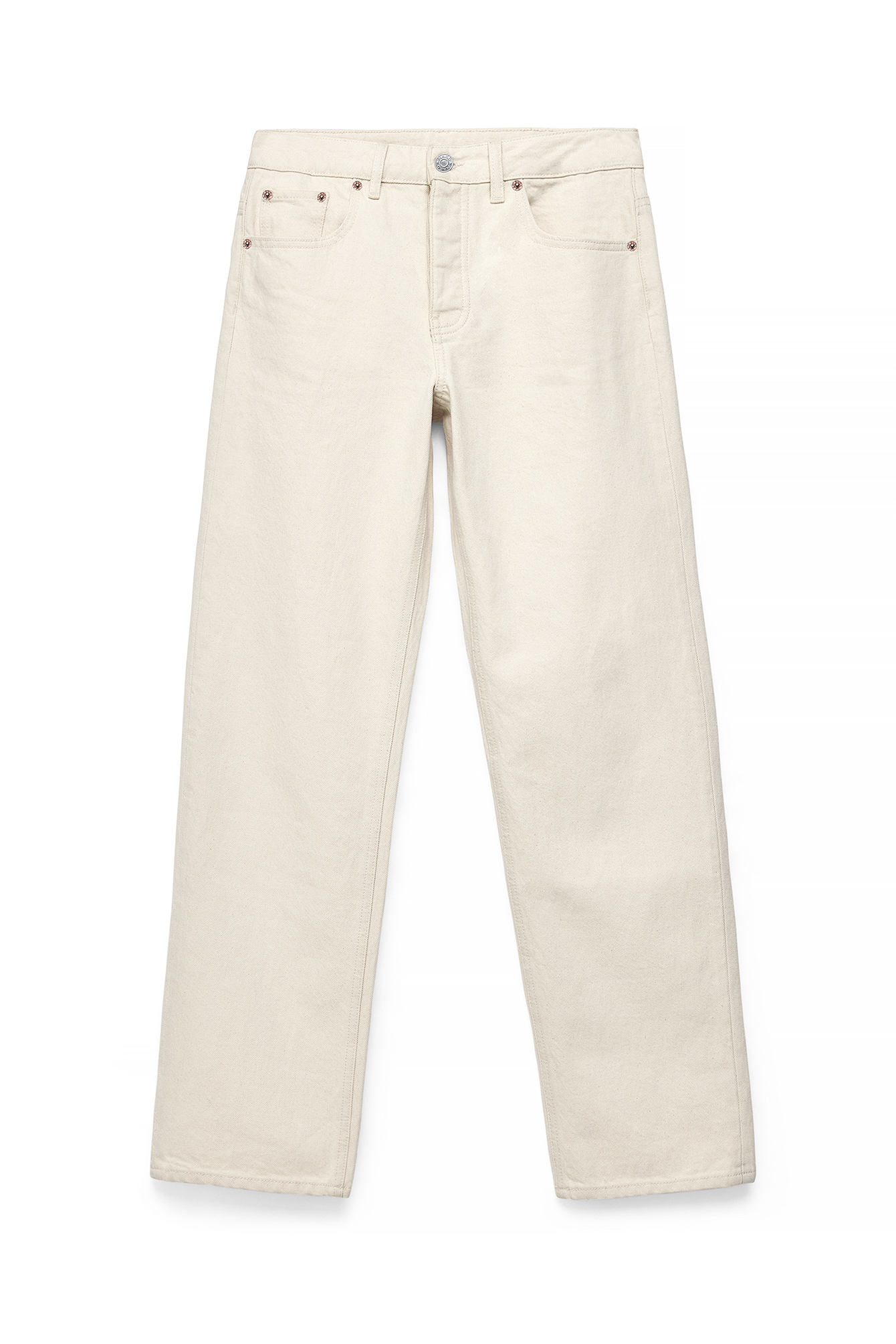 Beige Way Mid Waist Straight Jeans