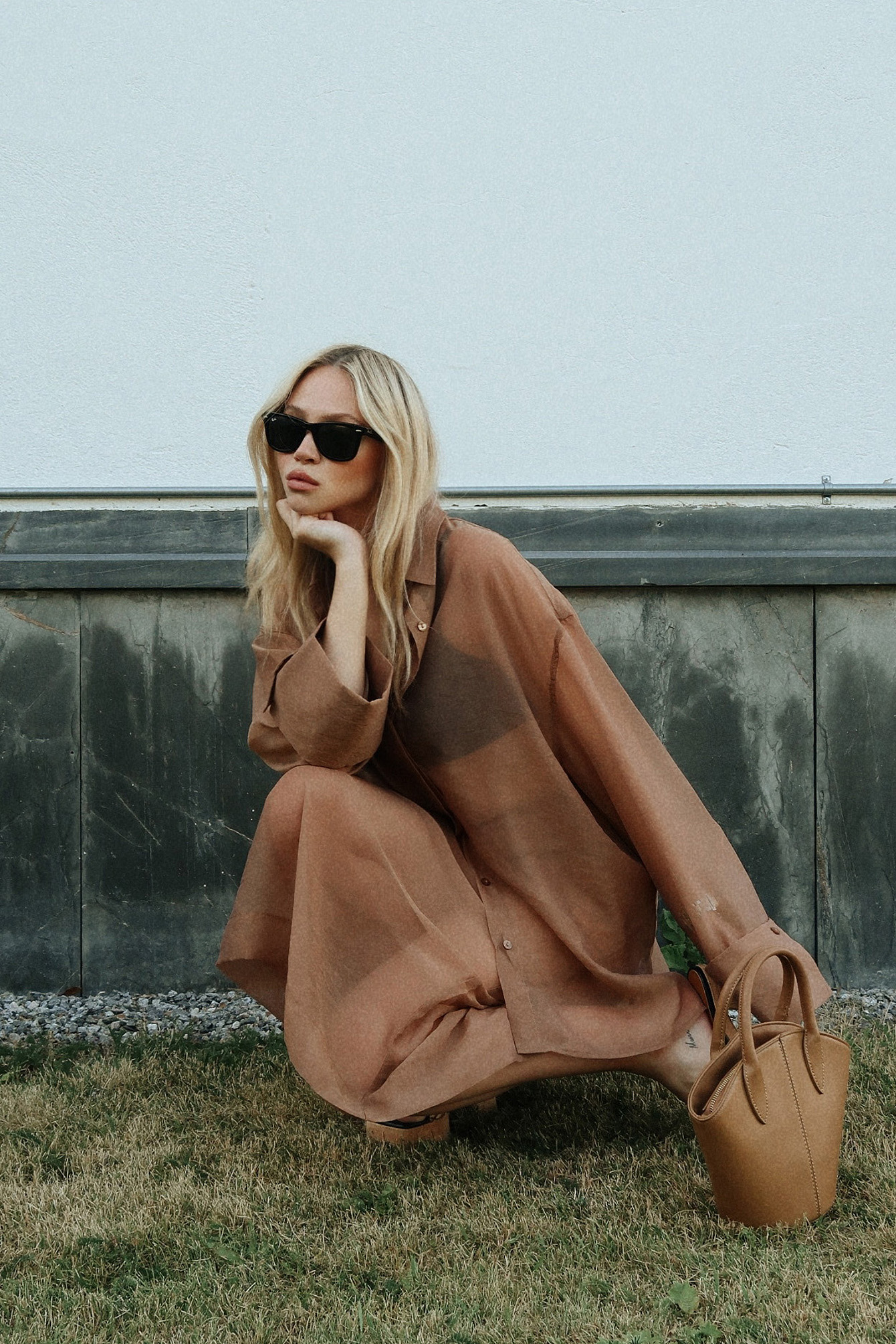 Organza Sheer Shirt Beige | NA-KD