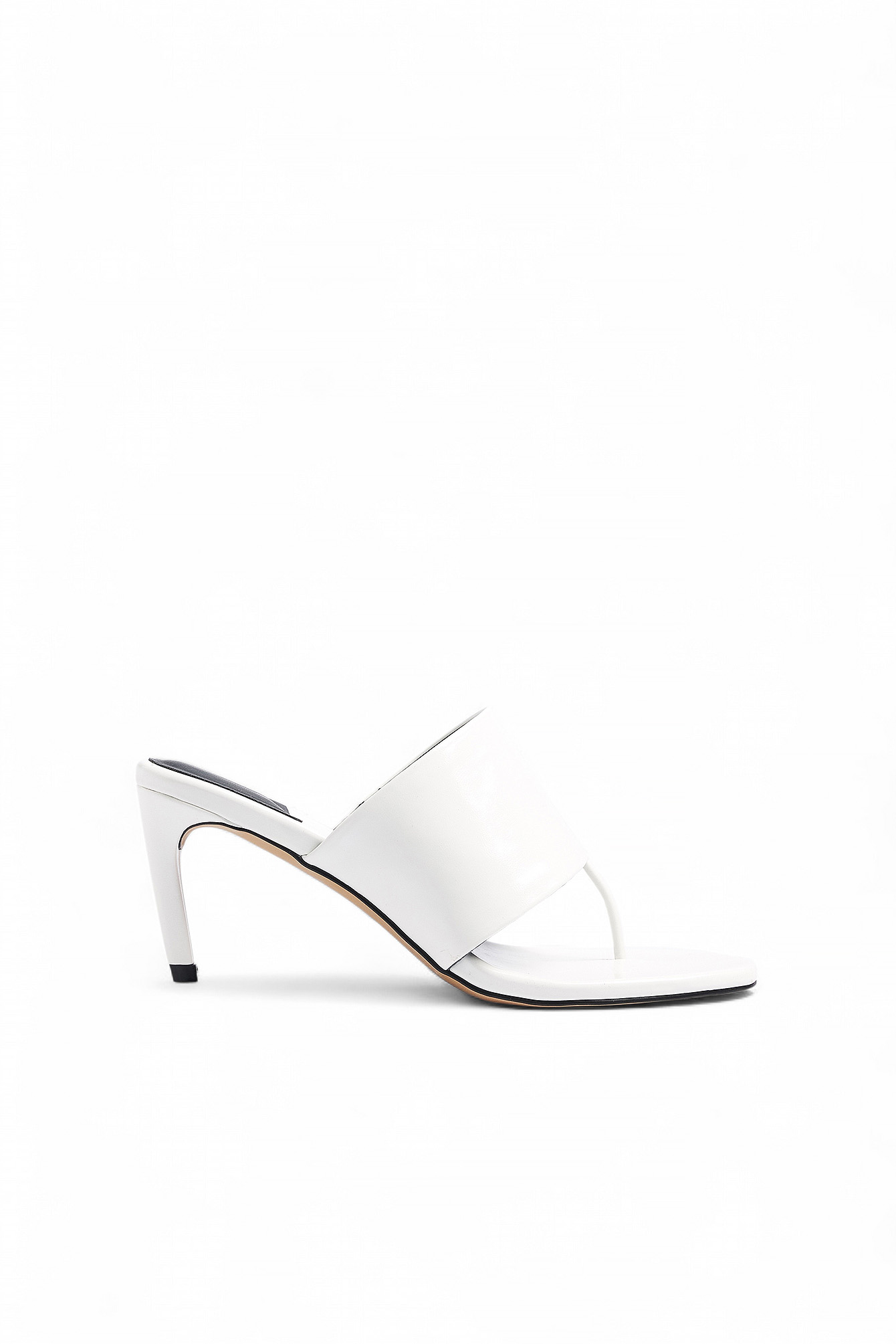 White Wide Strap Heels