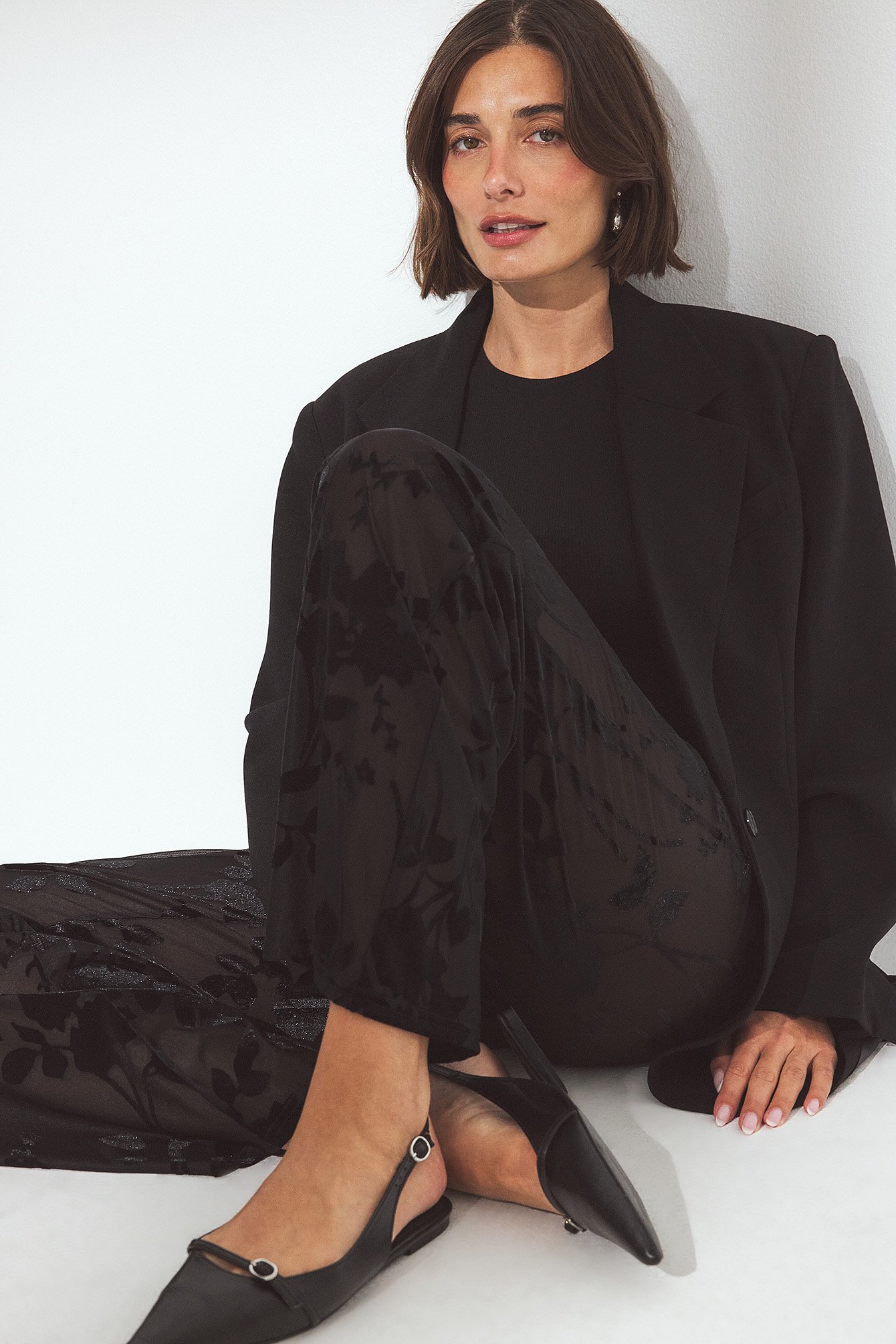 NA-KD Wide Burn Out Trousers - High Waisted Pants - Black - S (EU 34-36) - NA-KD / NAKD