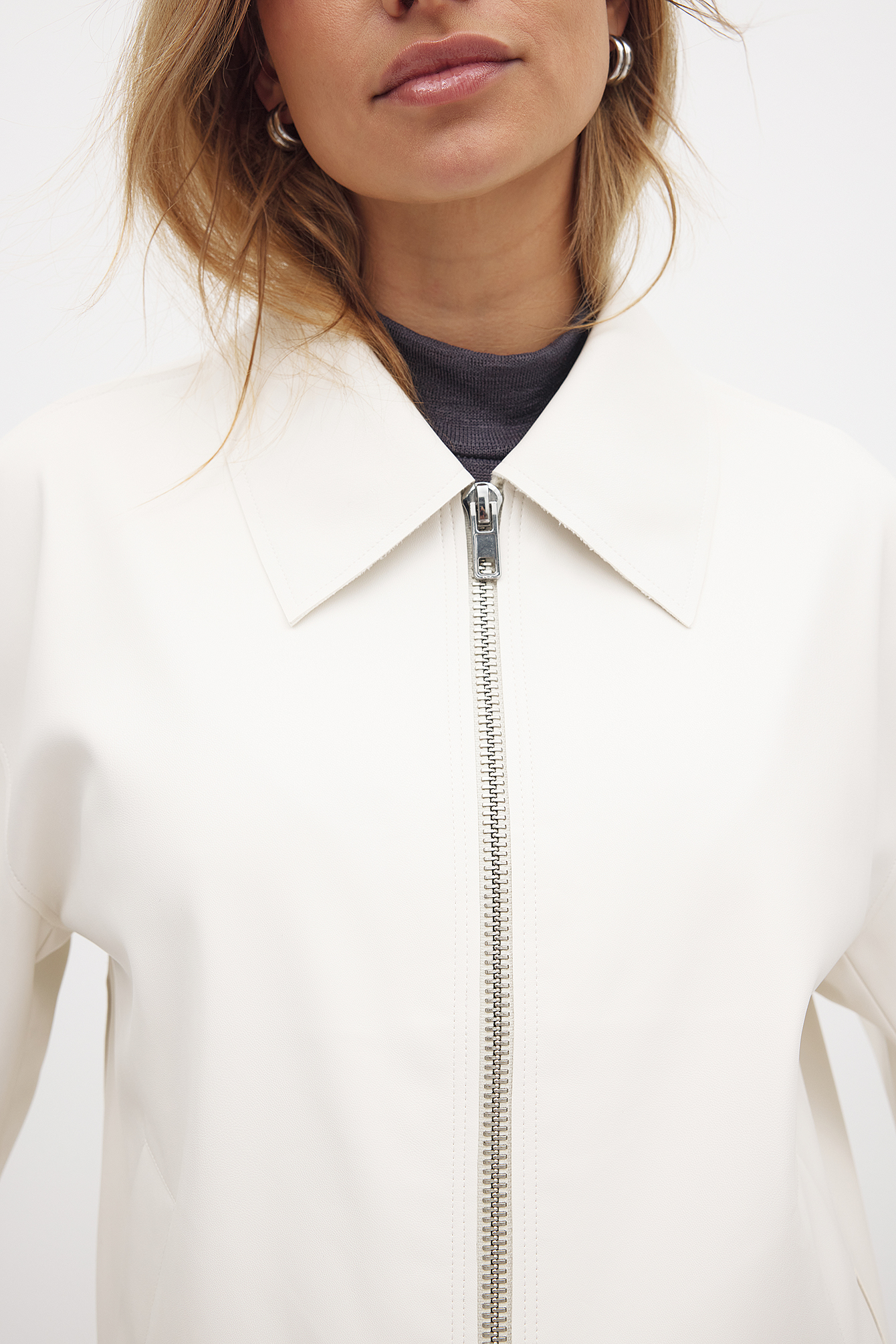 NA-KD Chaqueta de PU de cuello ancho - Chaquetas de piel sintética - Offwhite - EU 38 - NA-KD / NAKD