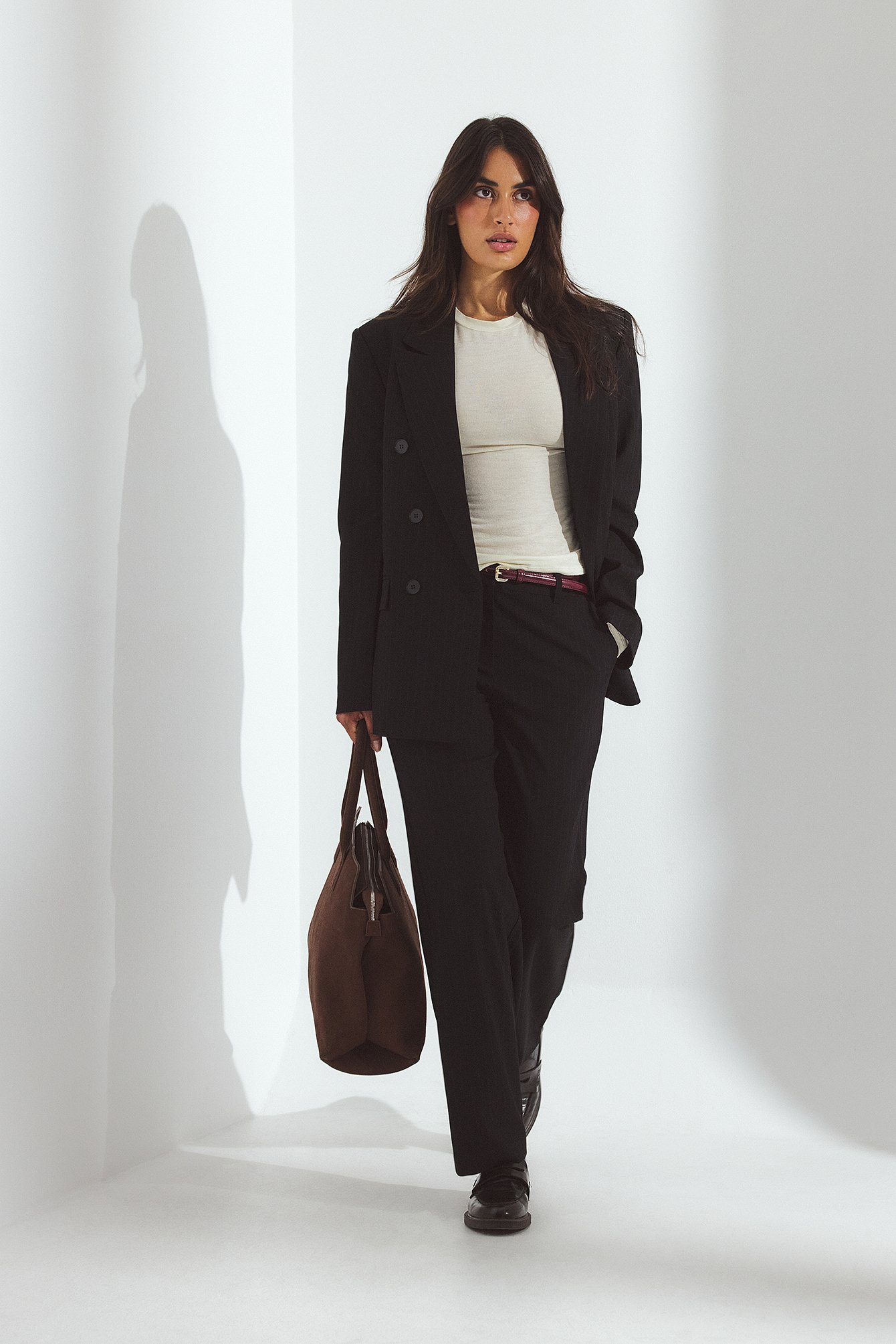 NA-KD Wide Herringbone Suiting Trousers - Work Trousers - - EU 36 - NA-KD / NAKD