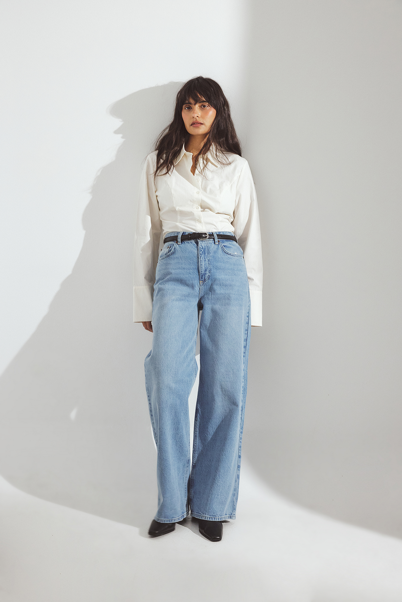 Wide High Waist Jeans Blue NA-KD - Main Image