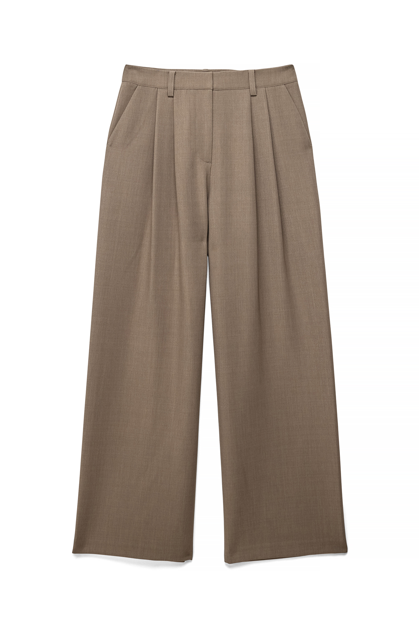 Vida hogmidjade melange kostymbyxor dark beige — byxor med fickor från NA-KD