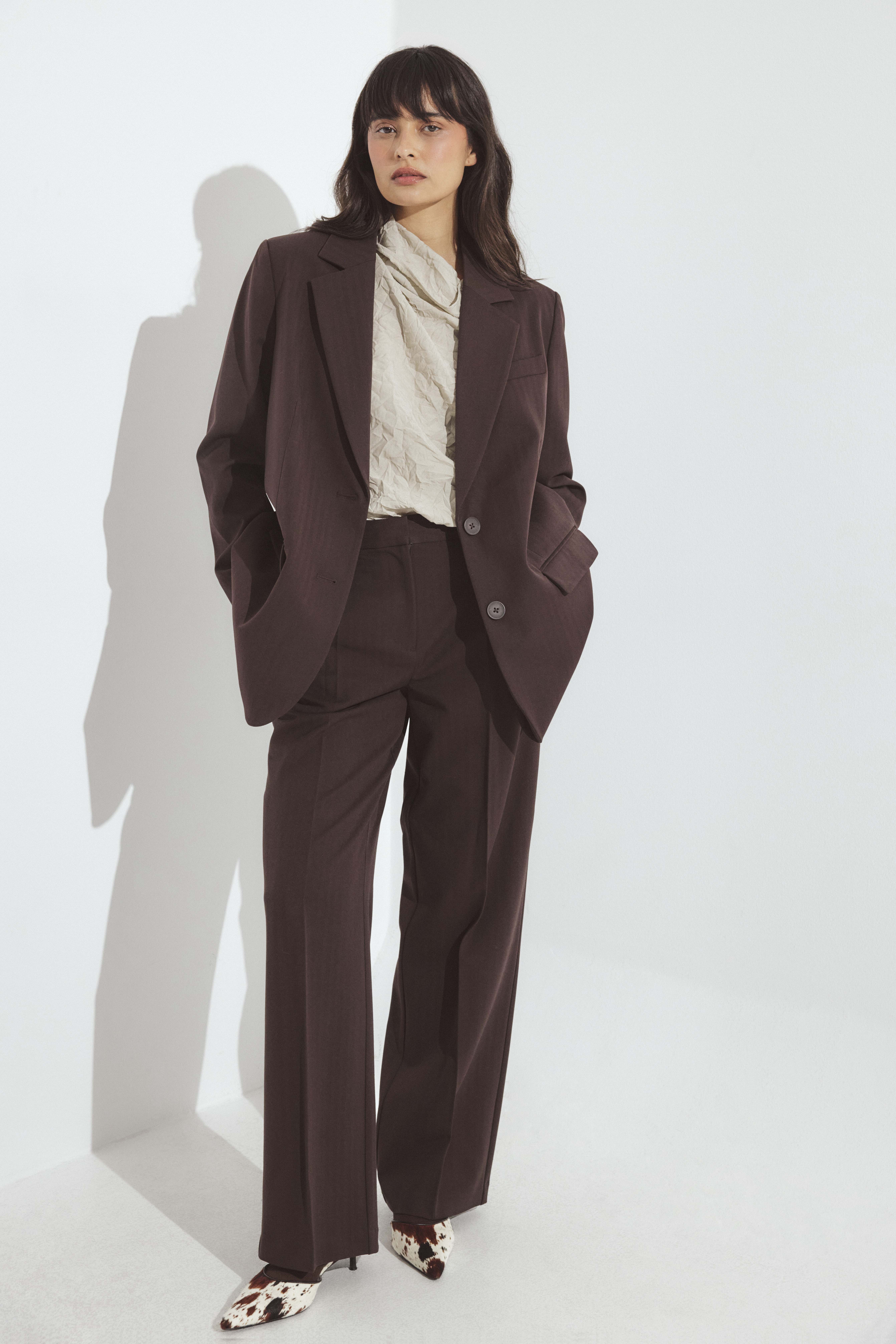 NA-KD Zwaar kostuumbroek met hoge taille - Business broek dames - Bruin - EU 32 - NA-KD / NAKD