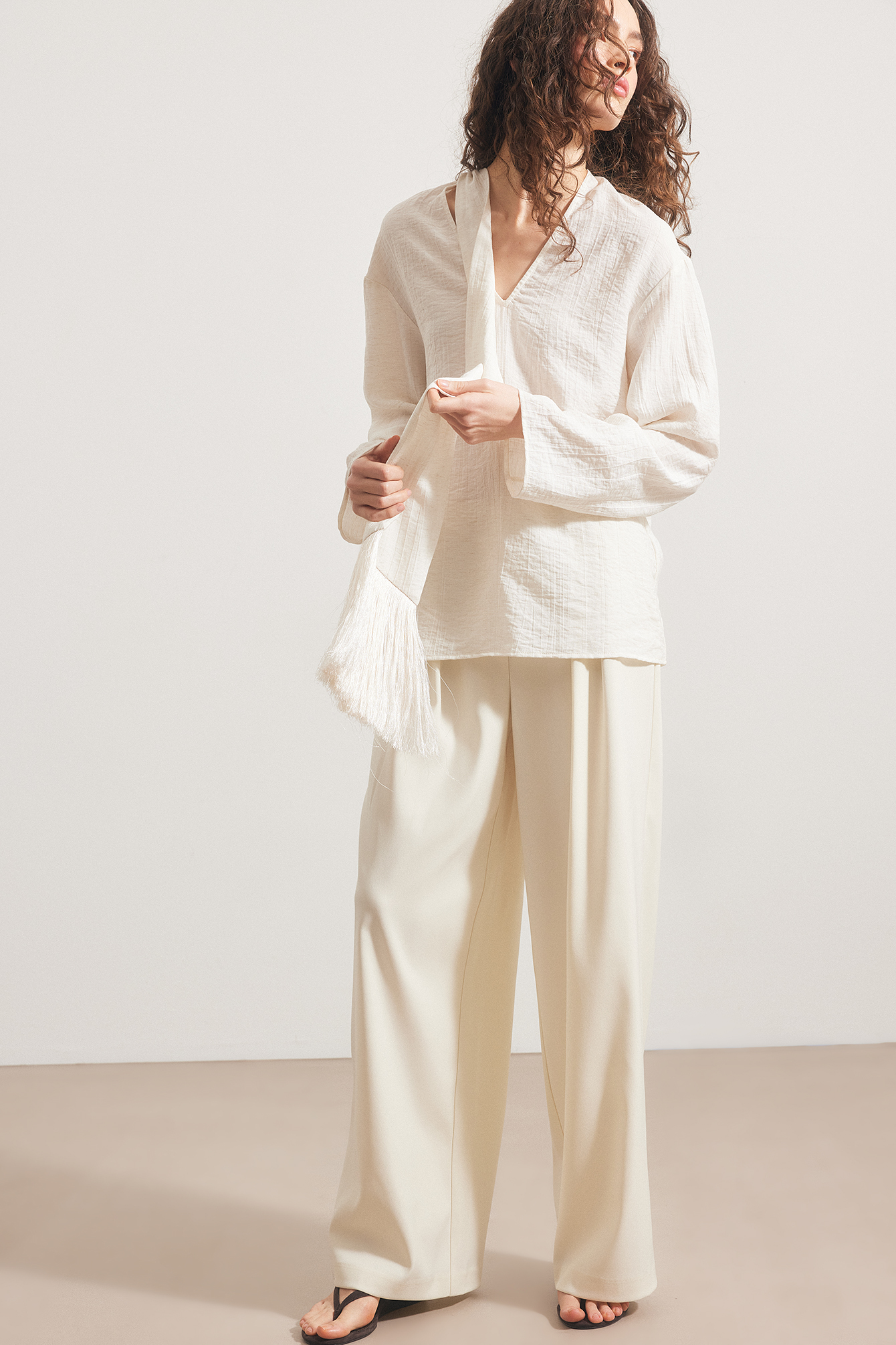 Wide High Waist Suit Pants - Work Trousers - White - EU 32 - NA-KD / NAKD