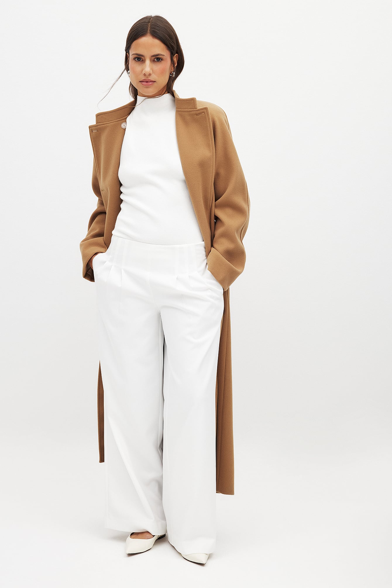 Jadis Mid Waist Tailored Trousers Off White