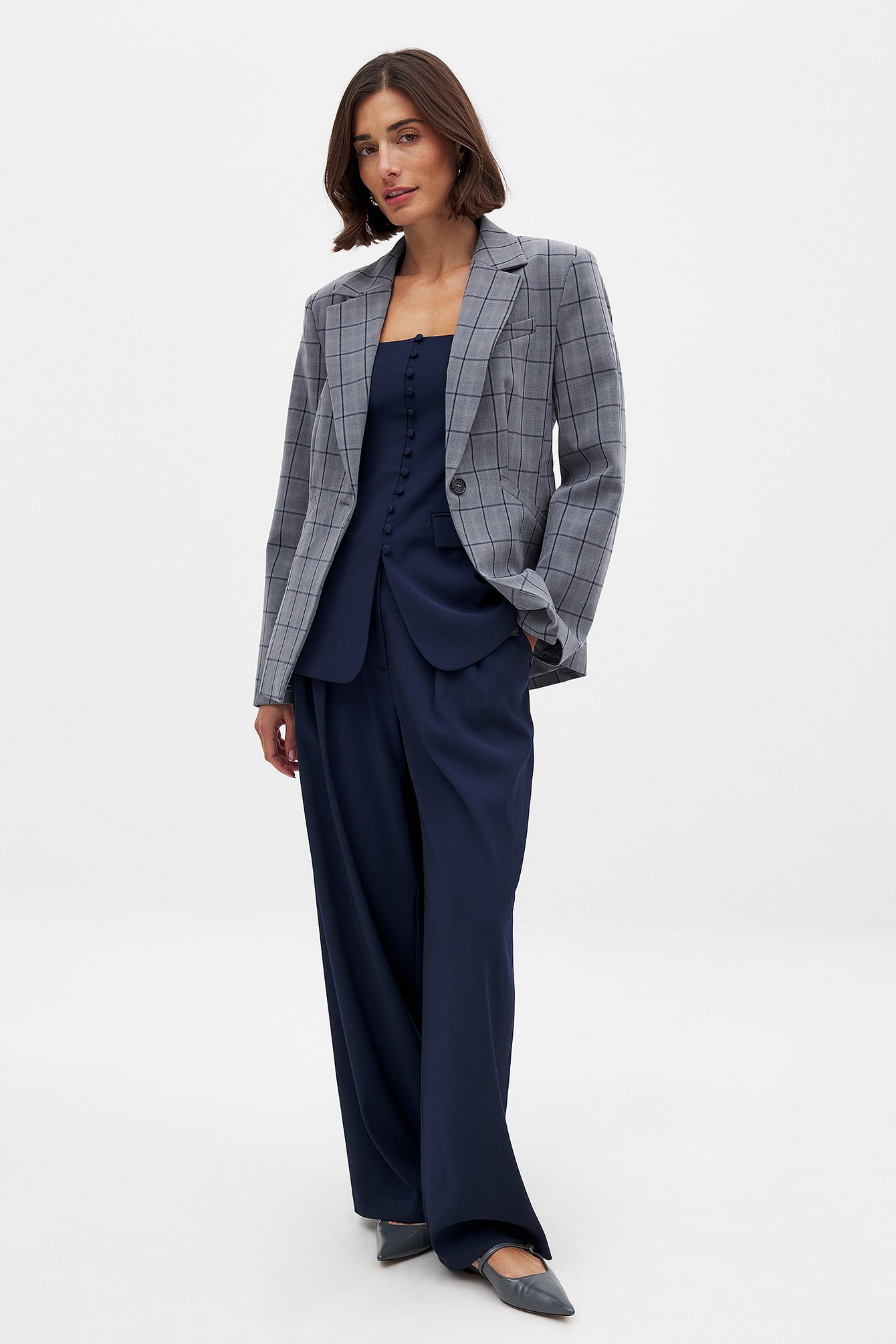 Wide High Waist Suit Pants Navy | NA-KD Wide High Waist Suit Pants Navy | NA-KD