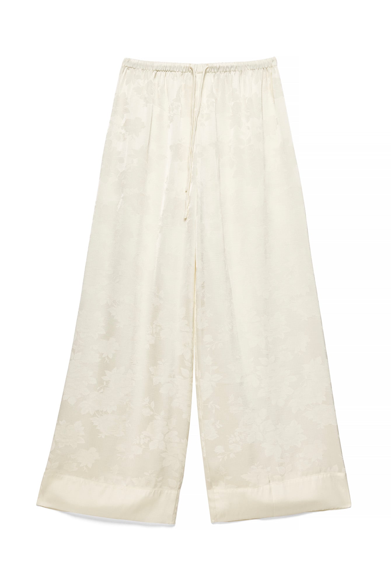 Offwhite Wide Leg Jacquard Drawstring Pants