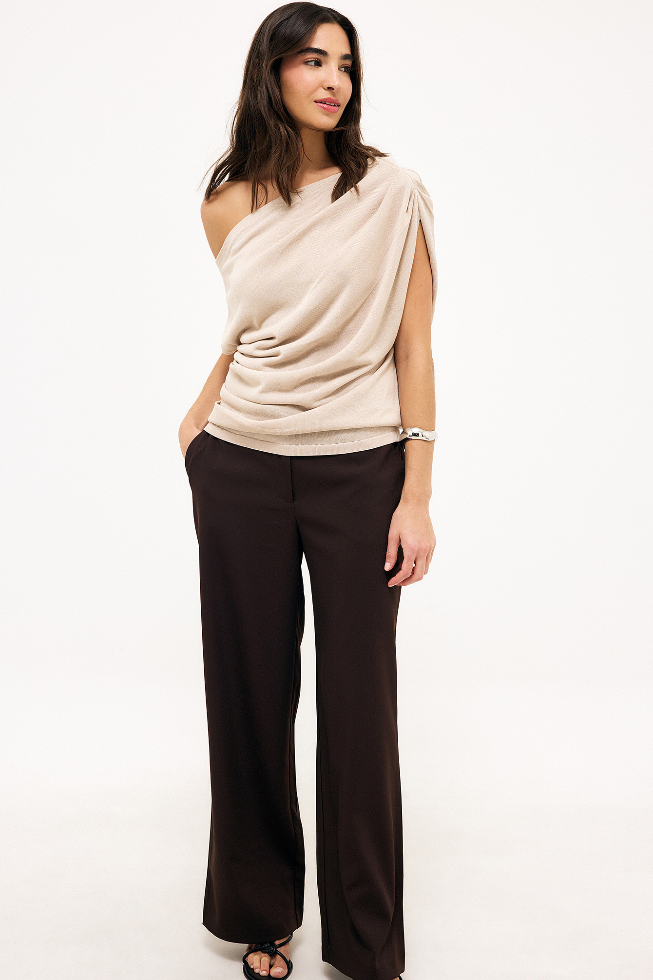 Pantalón de tiro medio y pernera ancha - Pantalones rectos - Brown - EU 32 - NA-KD / NAKD
