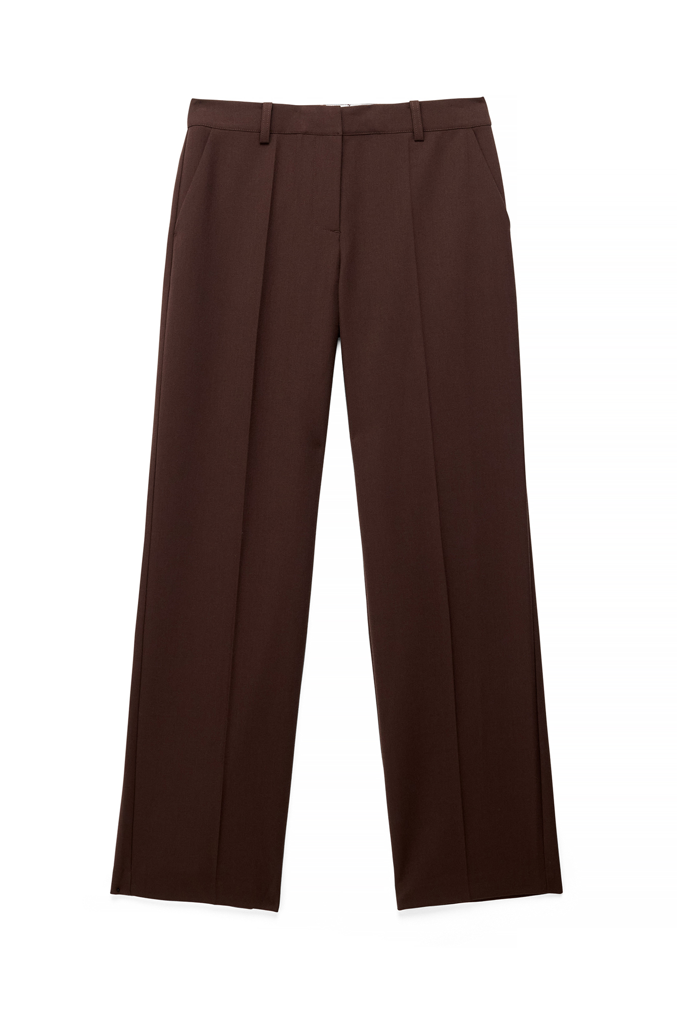 Wide leg mid waist pants brown — byxor med fickor från NA-KD