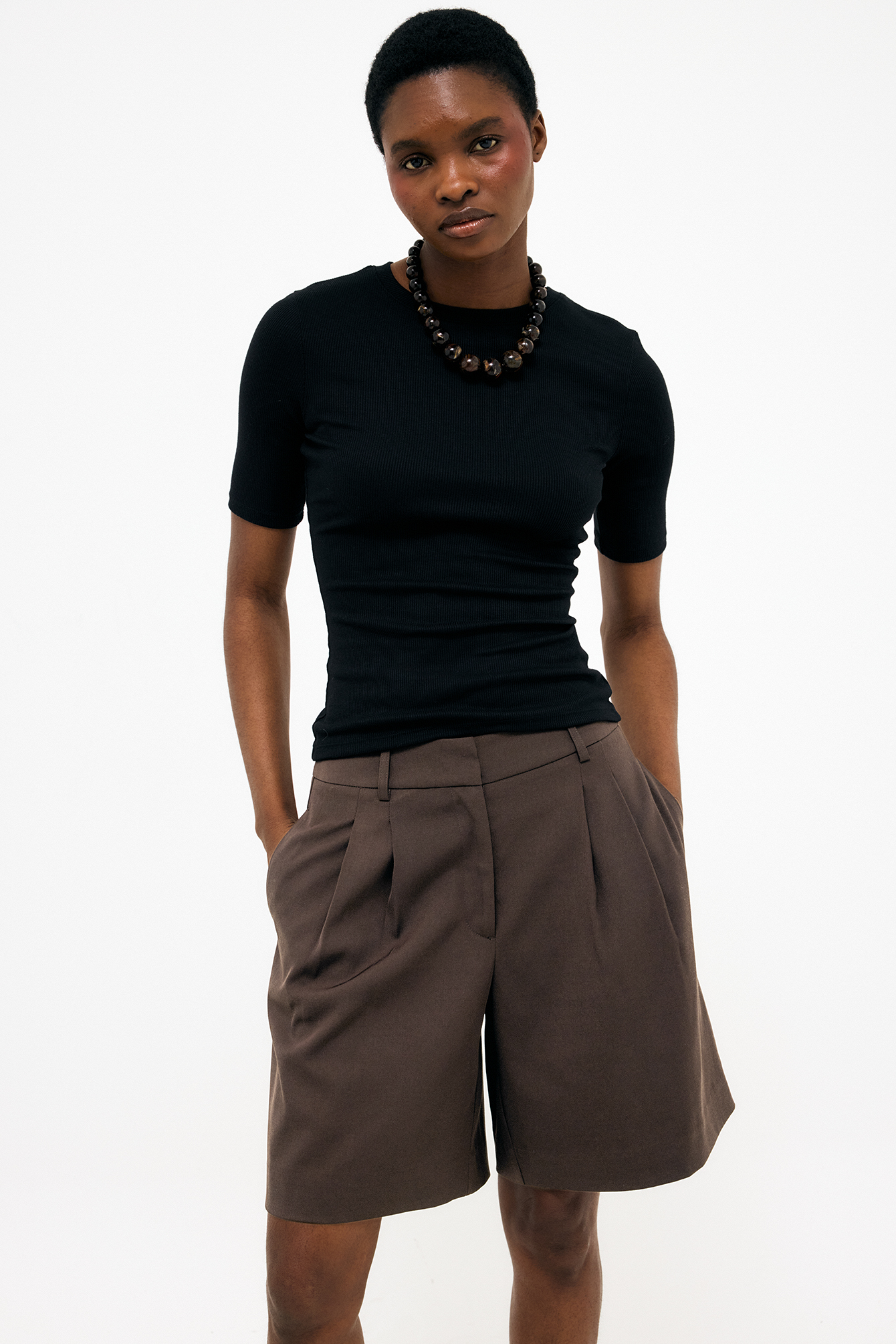 Wide-Leg Mid-Rise Shorts