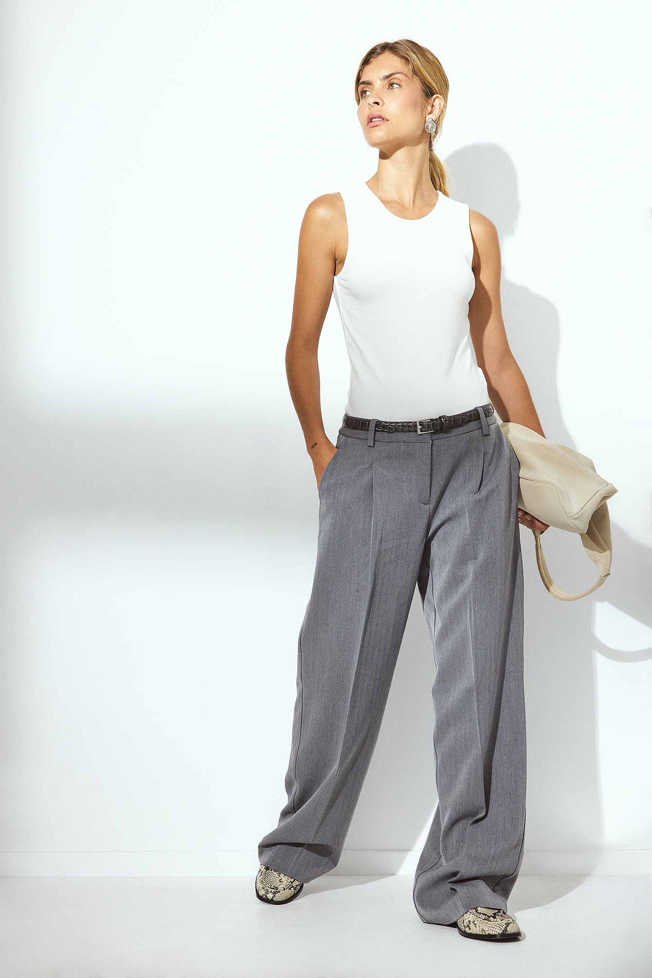 Wide Low Waist Suit Pants Grey | NA-KD Wide Low Waist Suit Pants Grey | NA-KD