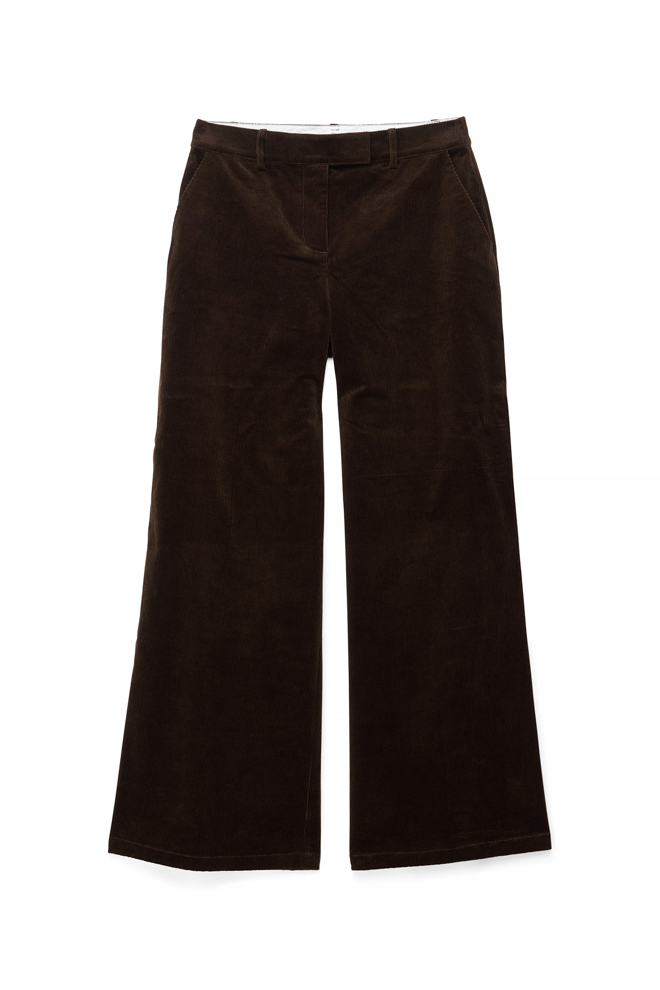 Vida manchesterbyxor med mellanhog midja dark brown — byxor med fickor från NA-KD