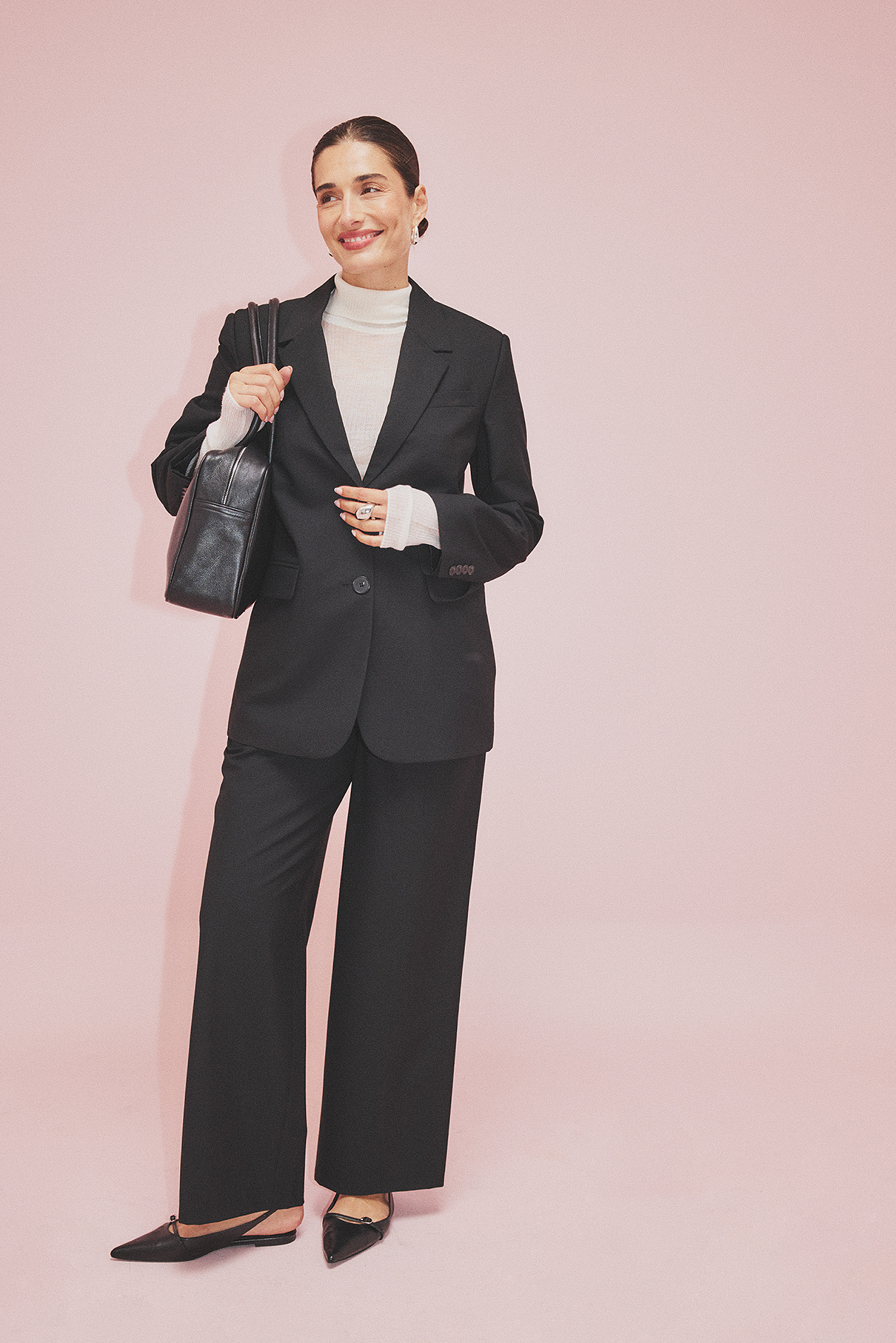 Wide Mid Waist Pants - Work Trousers - Black - EU 32 - NA-KD / NAKD