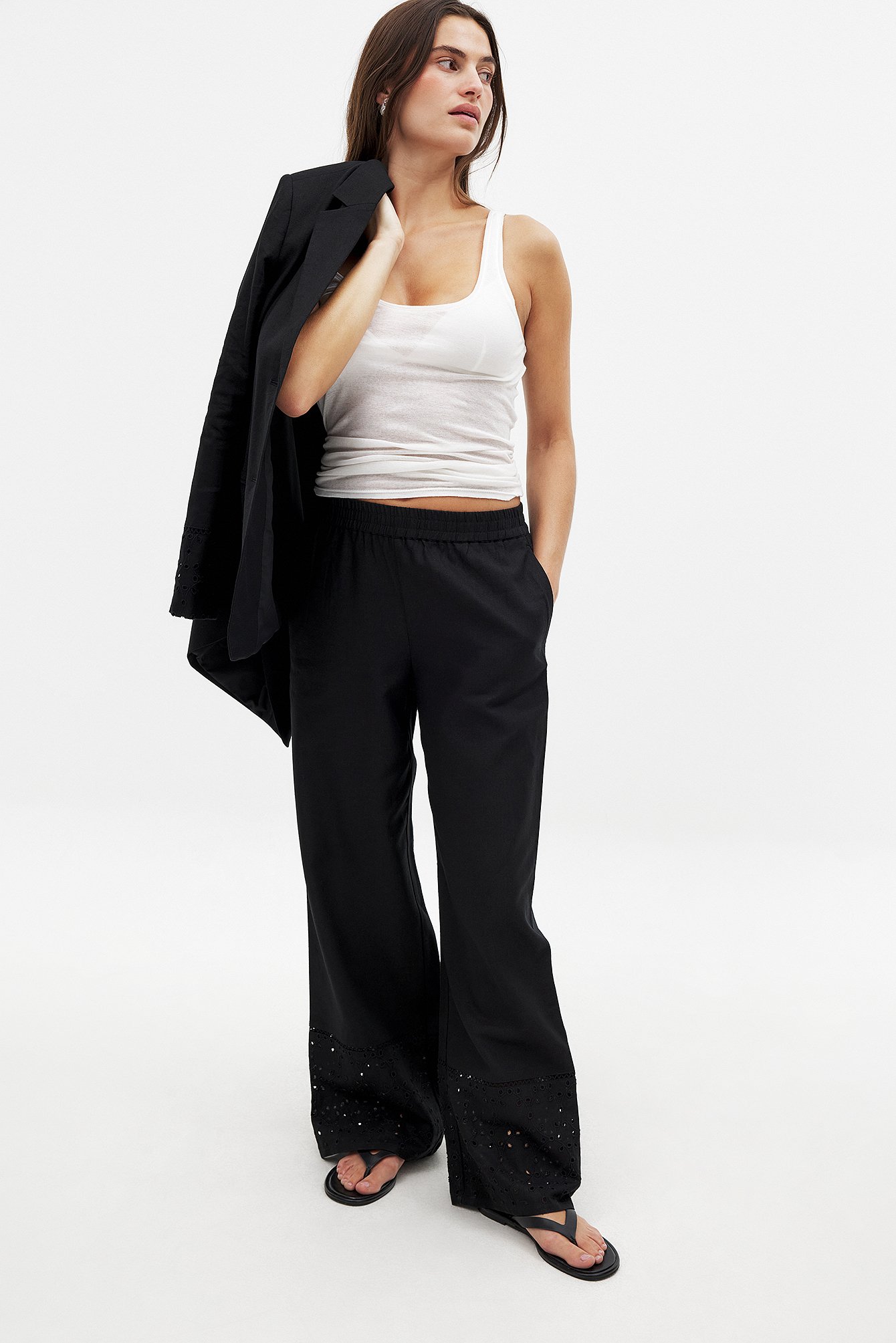 NA-KD Wide Mid Waist Pants - Wide Leg Pants - Black - EU 38 - NA-KD / NAKD