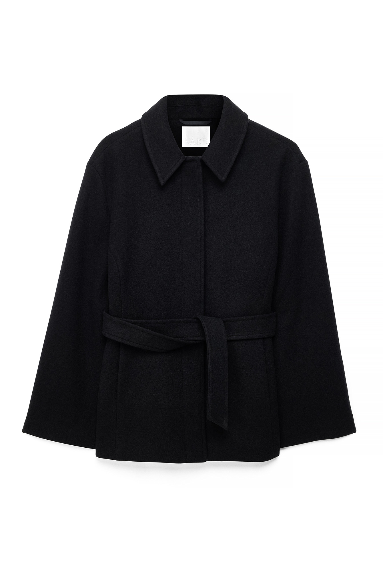 Oversized Wool Blend Short Coat Black | NA-KD